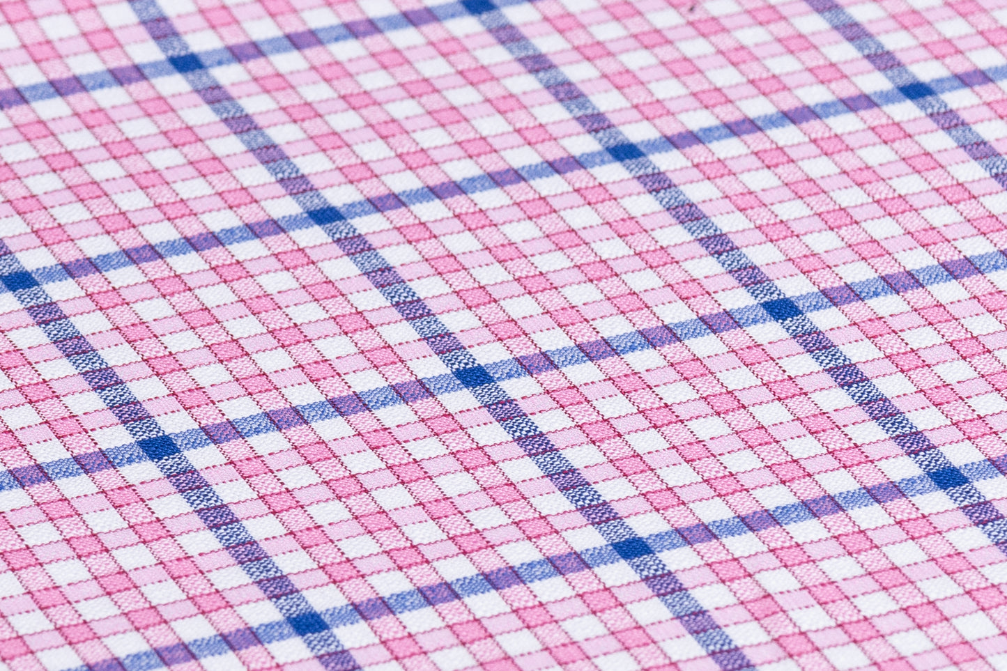 Checked Italian Linen Viscose Blend - Pink / Blue / White