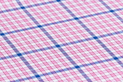 Checked Italian Linen Viscose Blend - Pink / Blue / White