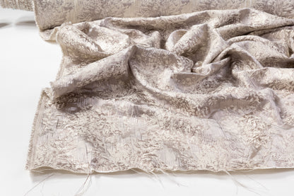 Abstract Crinkled Metallic Brocade - Platinum Gray