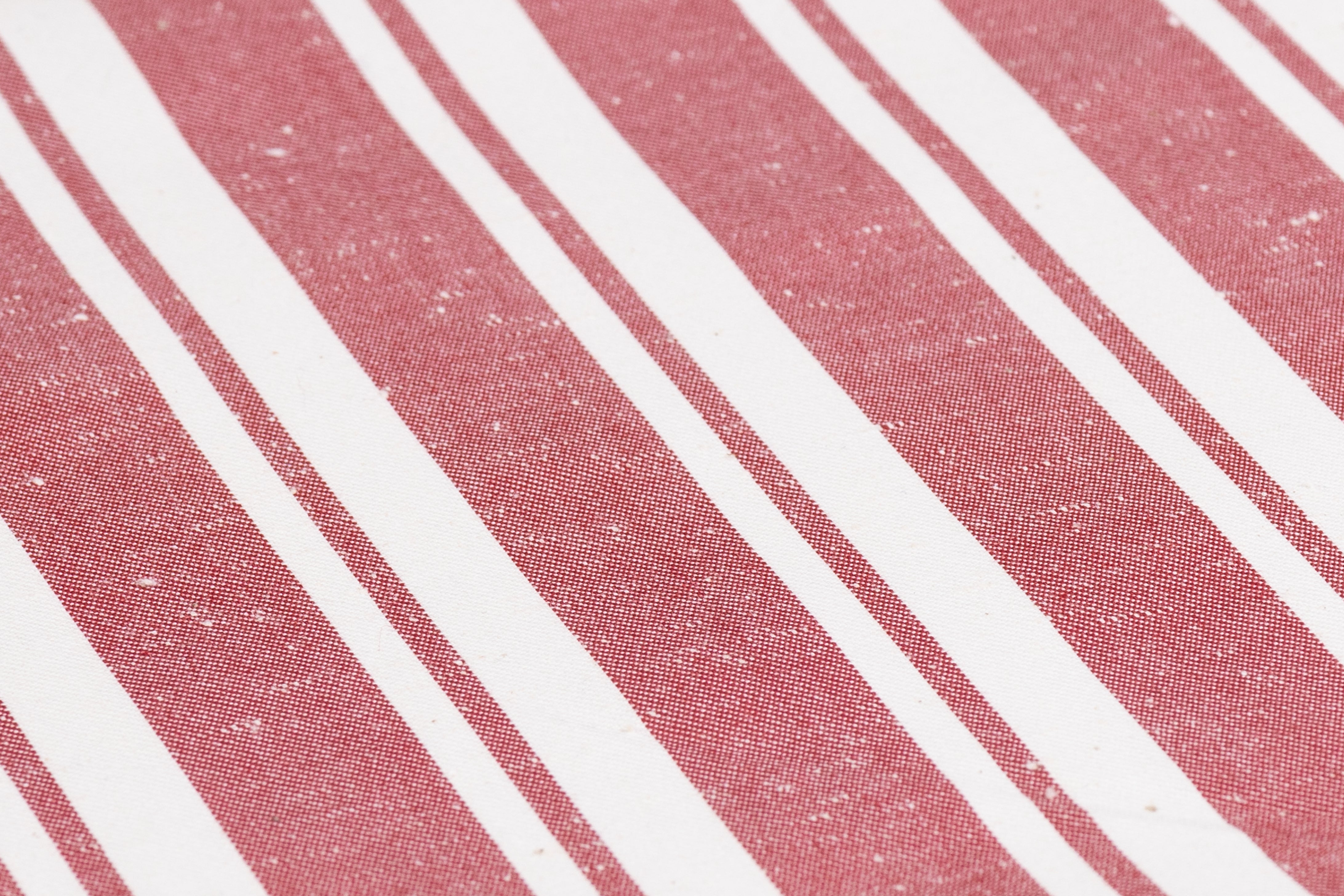 Striped Italian Cotton Linen Blend - Red / Off White