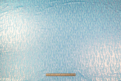 Abstract Metallic French Brocade - Aqua