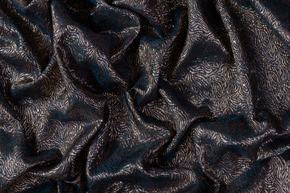 French Metallic Matelassé Brocade - Blue / Bronze