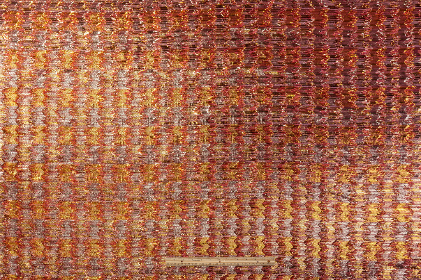 Fringed Metallic French Brocade - Gold / Rose