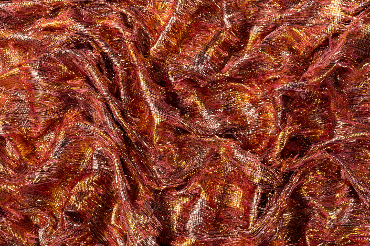 Fringed Metallic French Brocade - Gold / Rose
