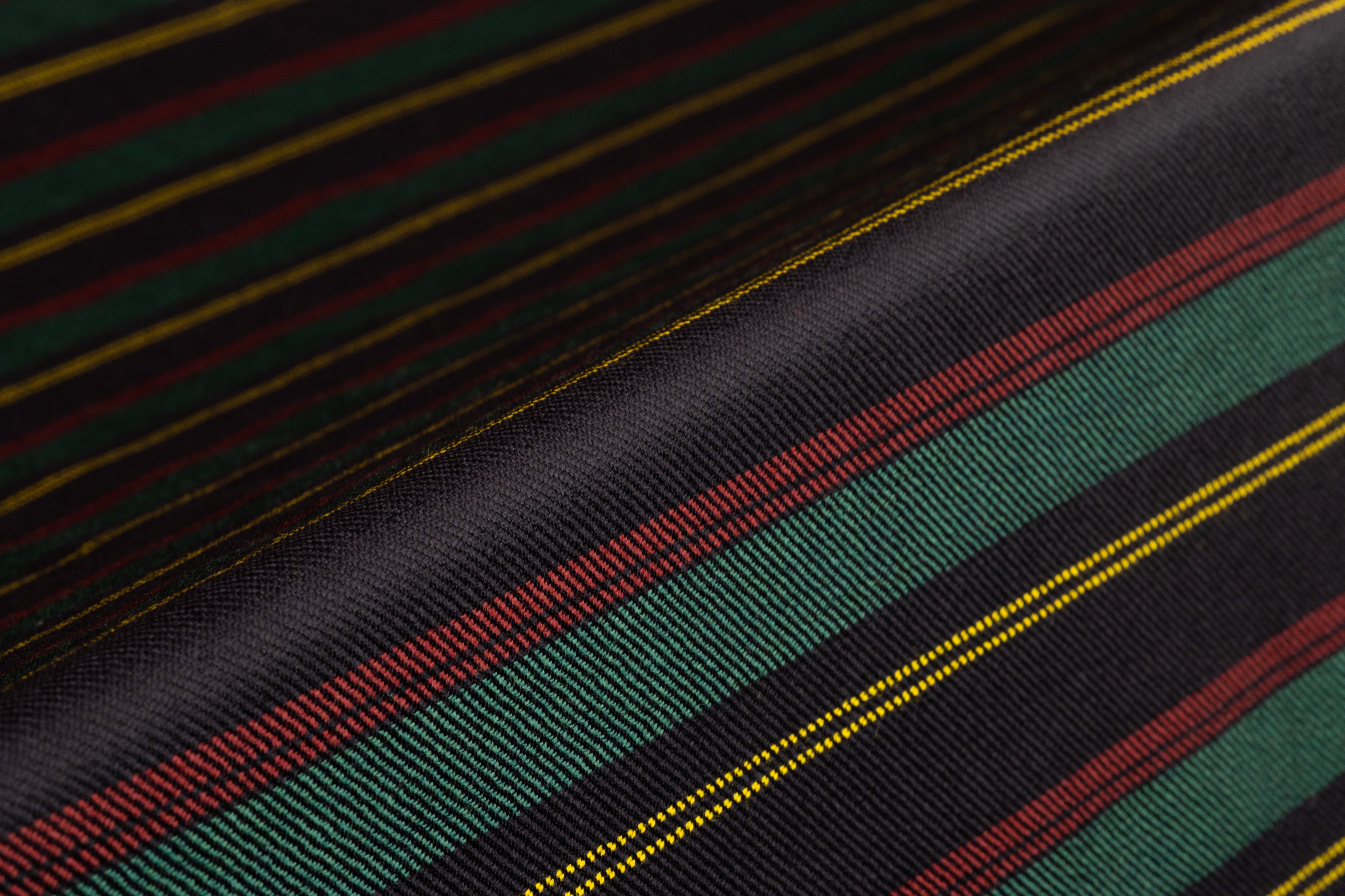 Striped Italian Wool Suiting - Navy / Deep Jade