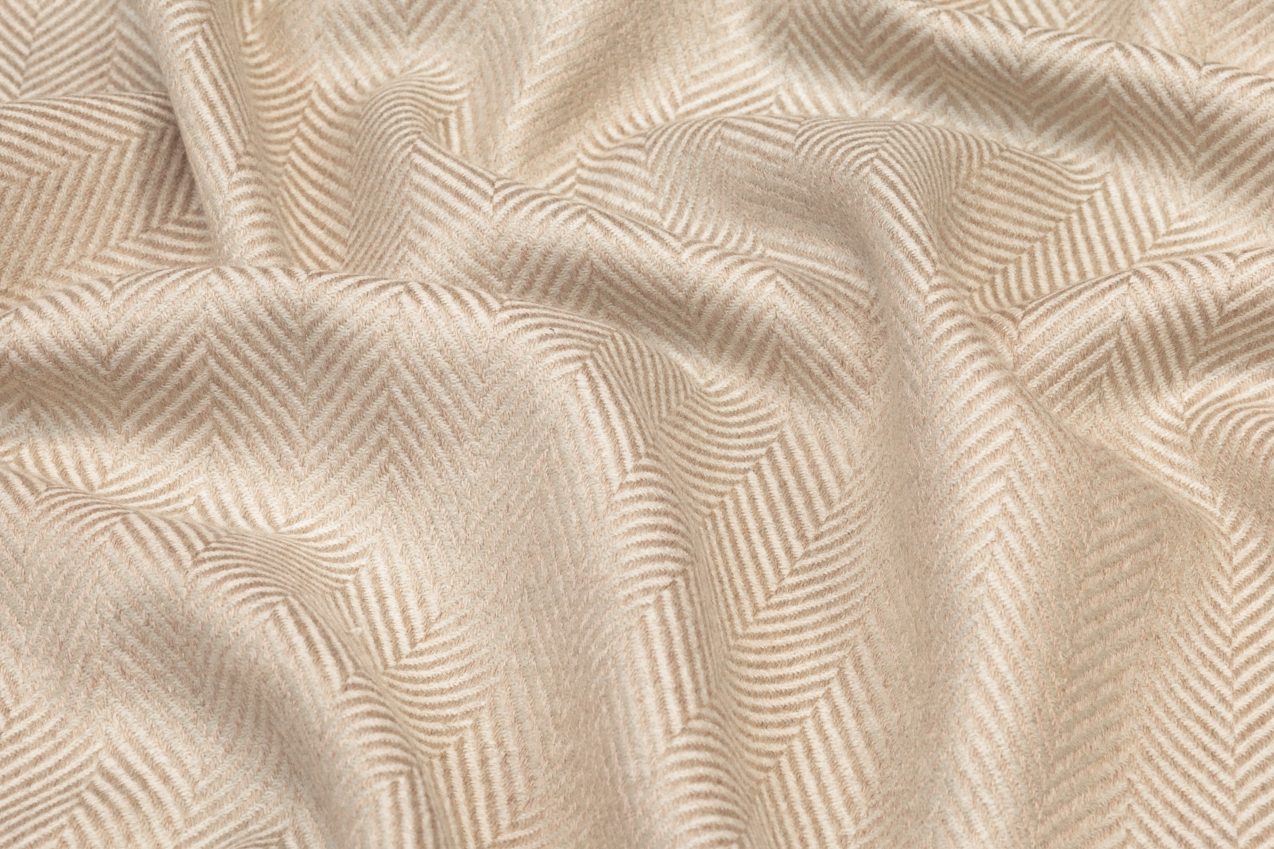 Herringbone Italian Wool - Light Beige