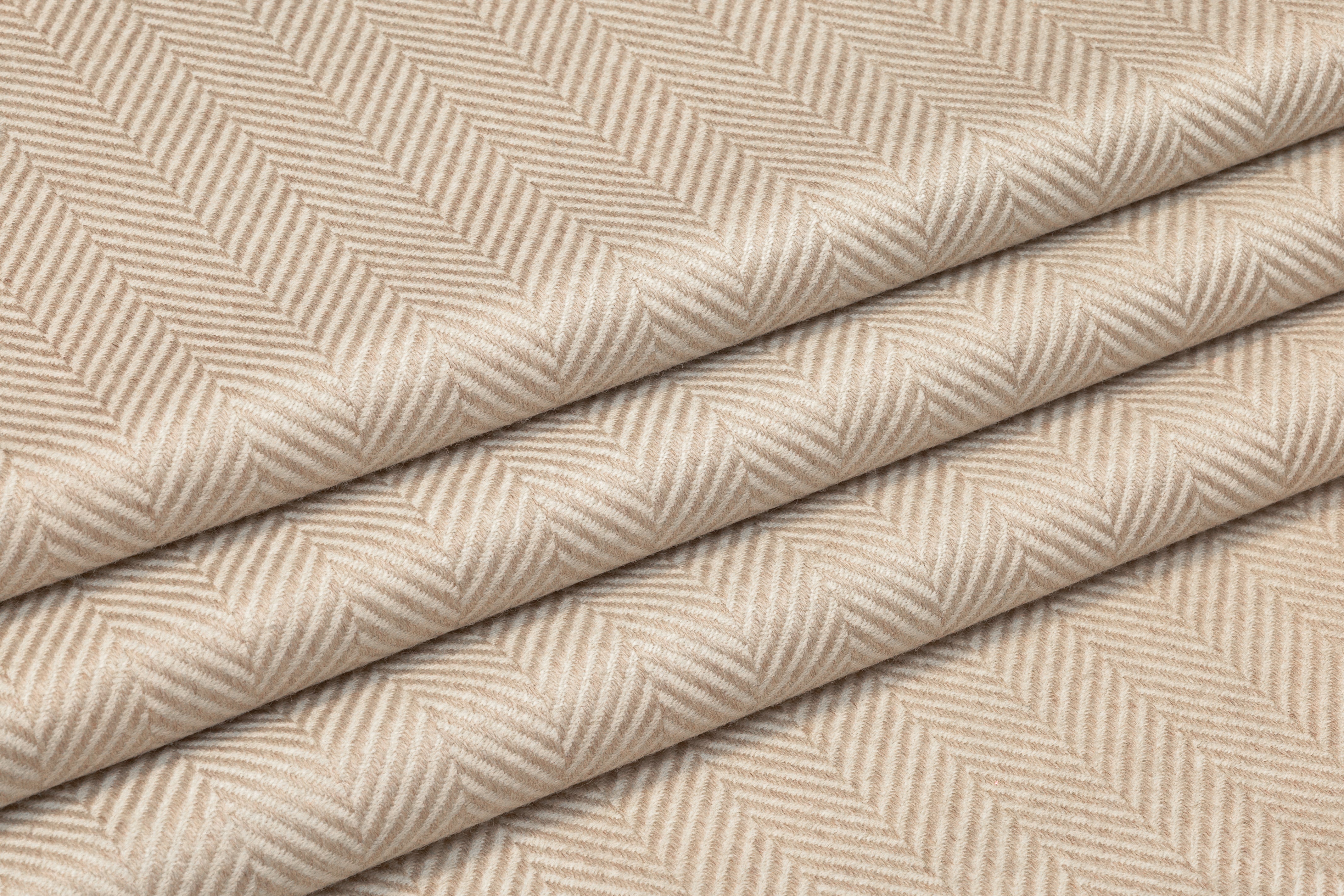 Herringbone Italian Wool - Light Beige