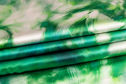 Tie-Dye Print Italian Silk Charmeuse - Green