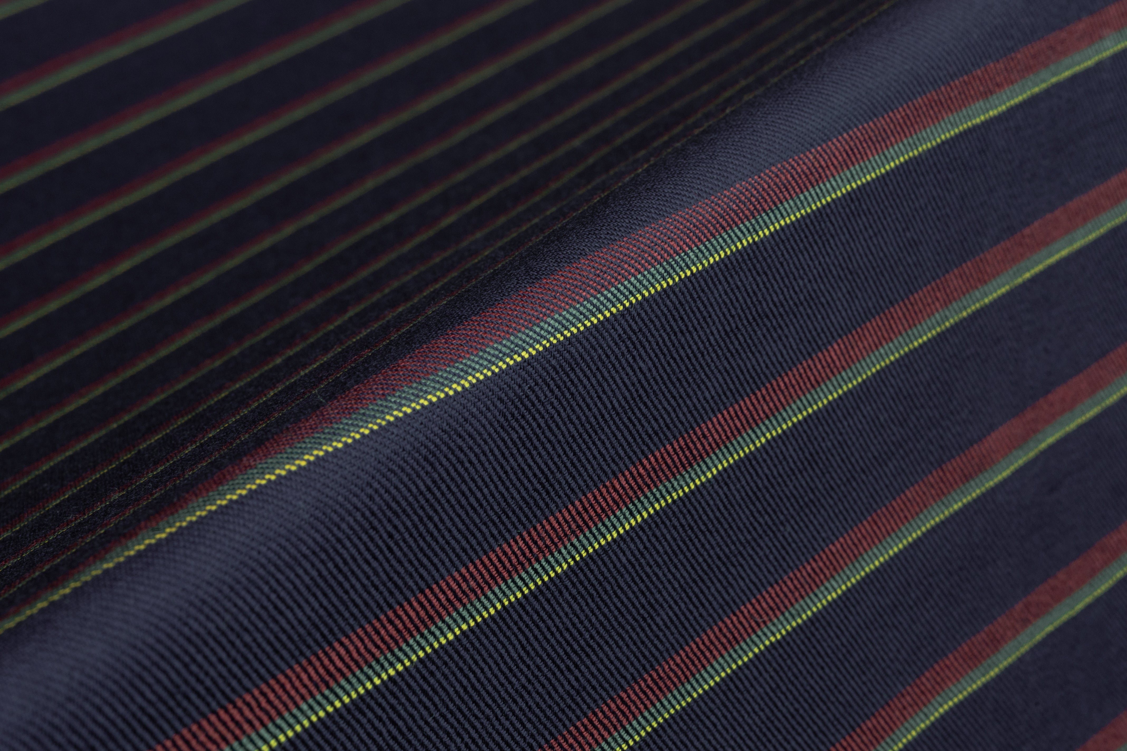 Striped Italian Wool Suiting - Navy / Red / Green / Yellow