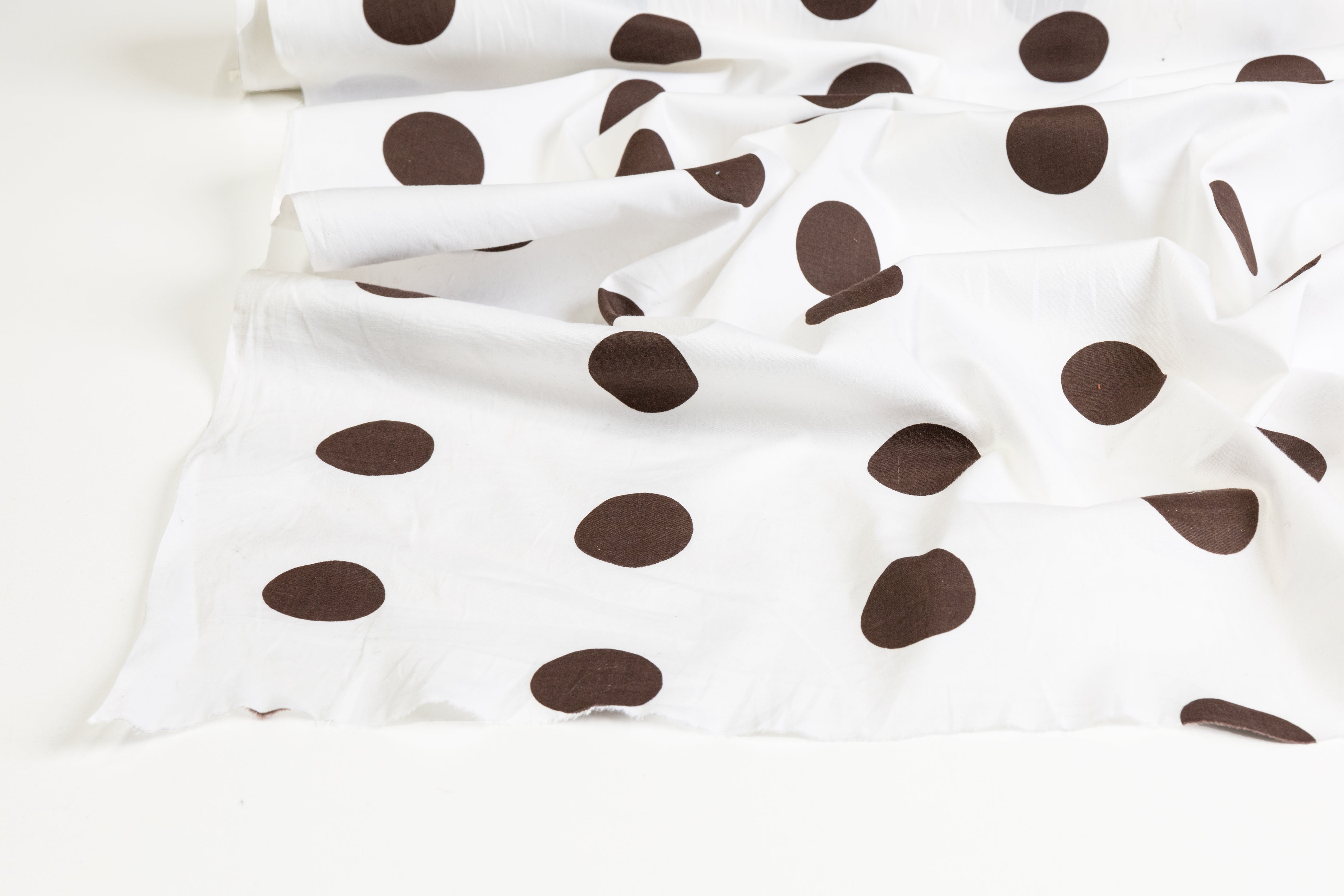Polka Dot Cotton Print - Brown and White