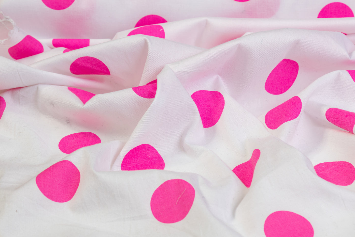 Polka Dot Cotton Print - White and Pink