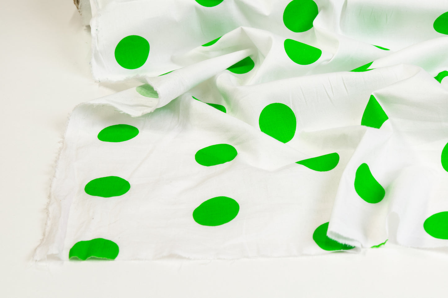 Polka Dot Cotton Print - Green and White