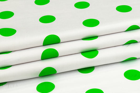 Polka Dot Cotton Print - Green and White