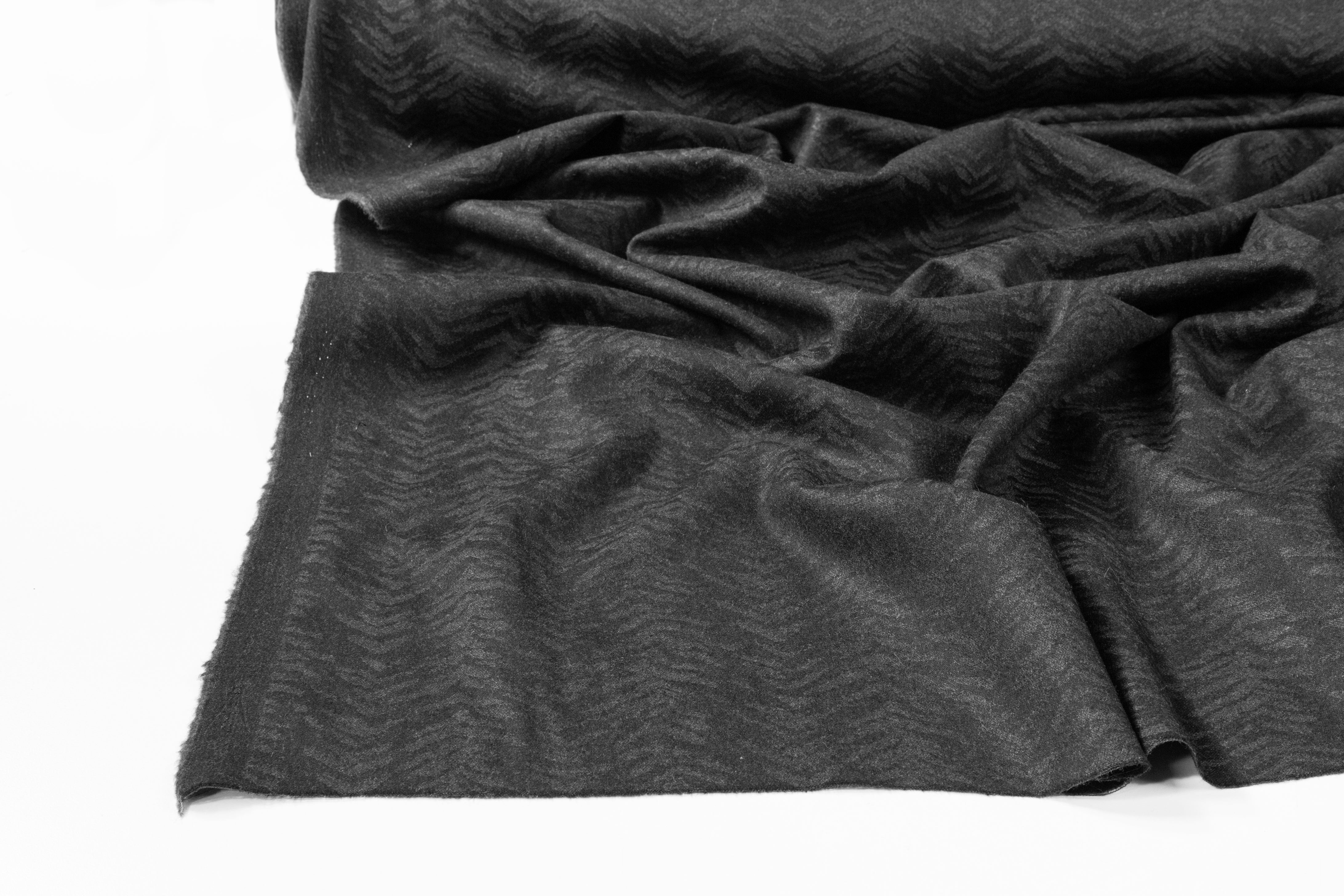 Italian Wool Jacquard Suiting - Charcoal Gray