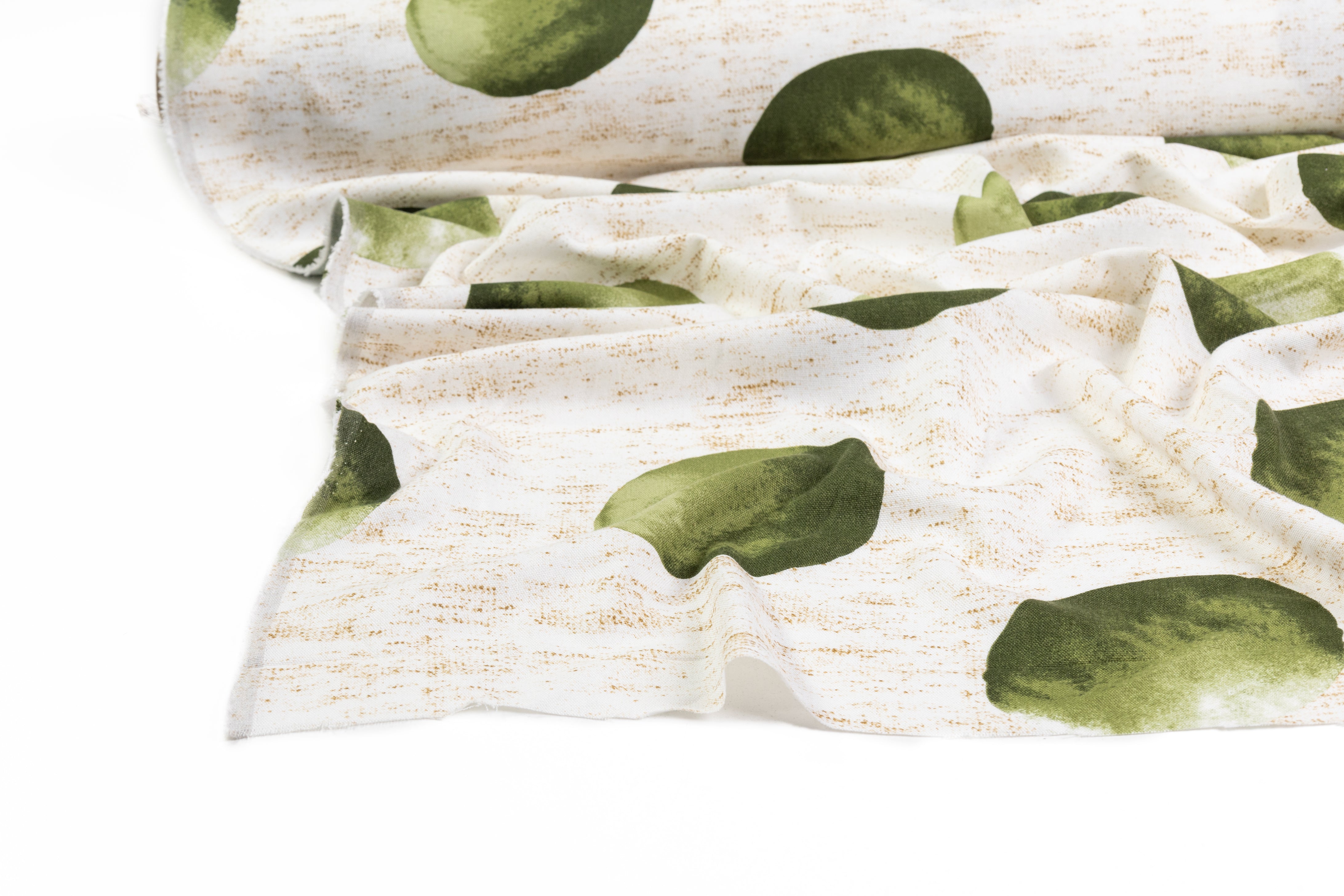 Printed Italian Linen Viscose Blend - White / Lime