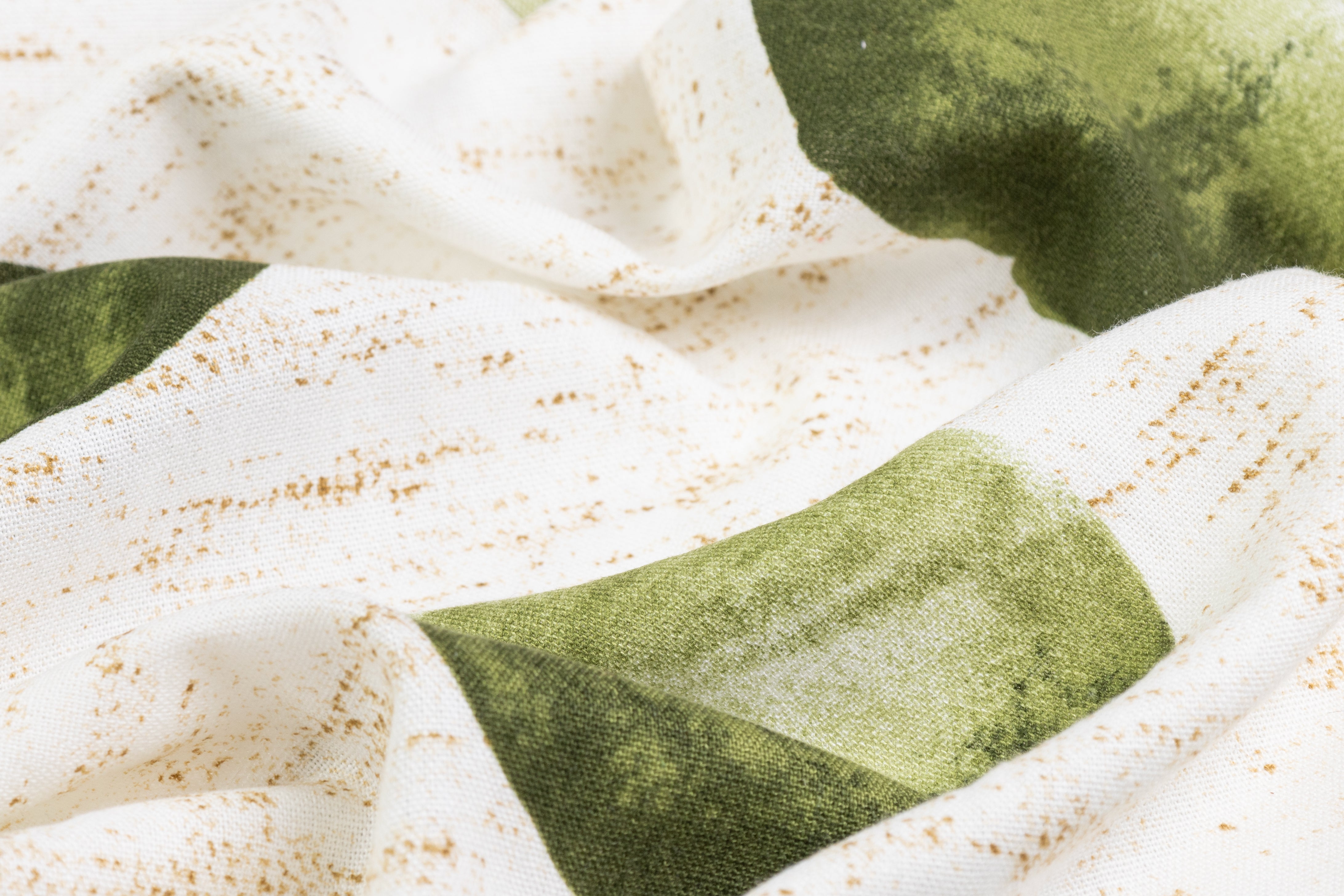 Printed Italian Linen Viscose Blend - White / Lime