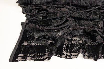 Silk Viscose Velvet Burnout - Black
