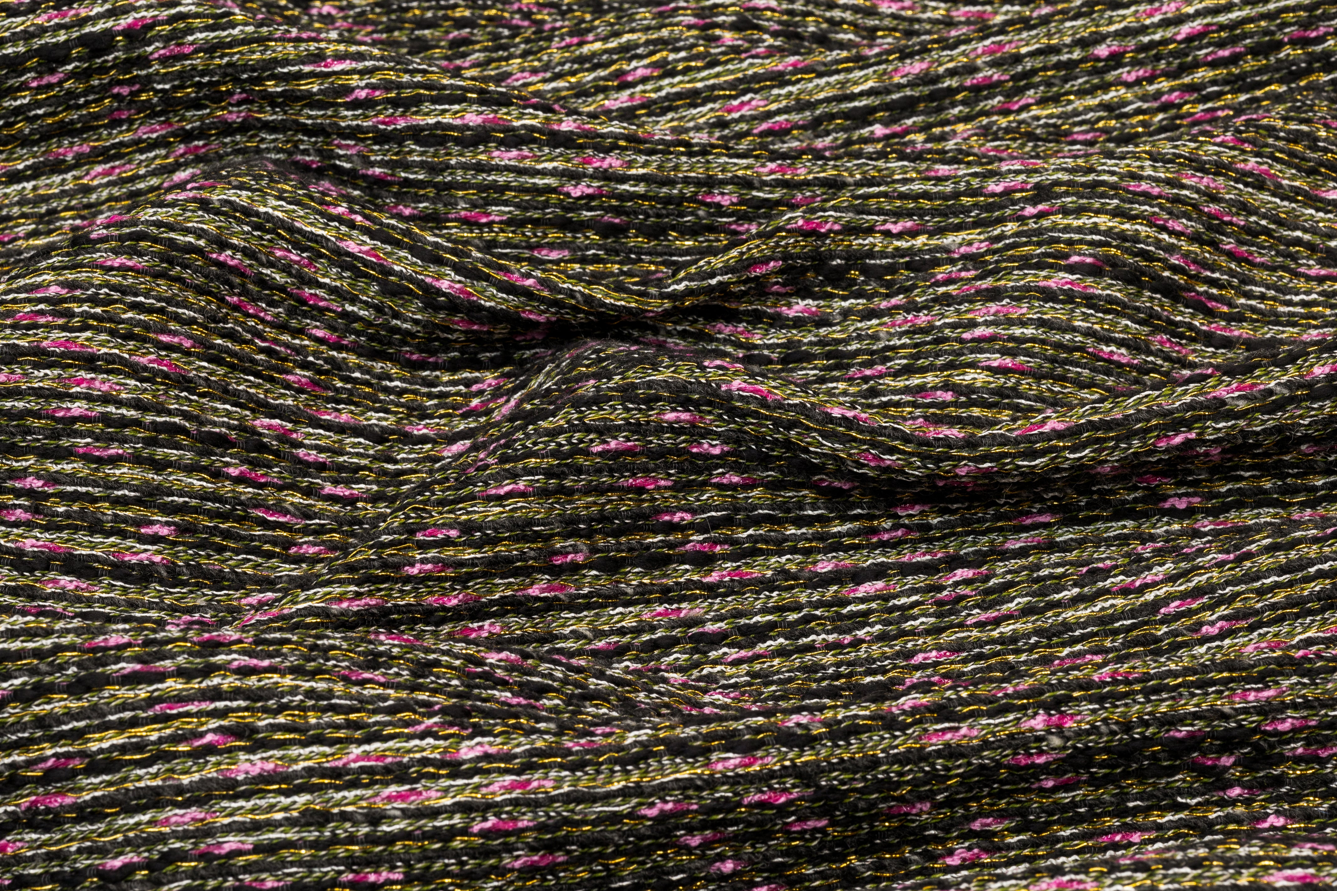 Luigi Verga - Metallic Italian Tweed - Black / Pink / Green / Gold