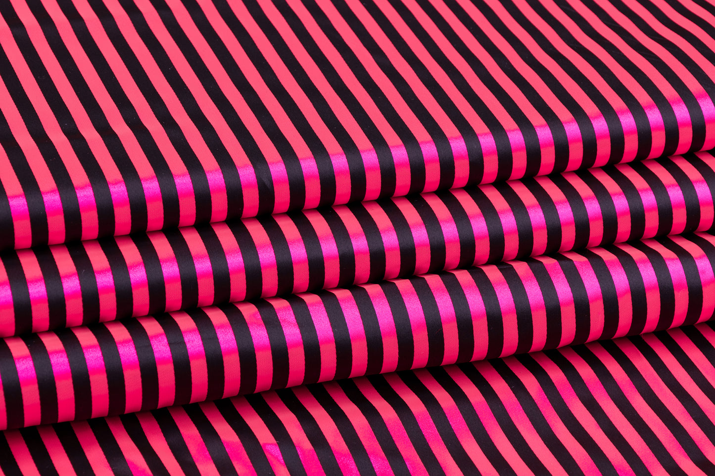 Striped Poly Acetate Satin - Pink and Black