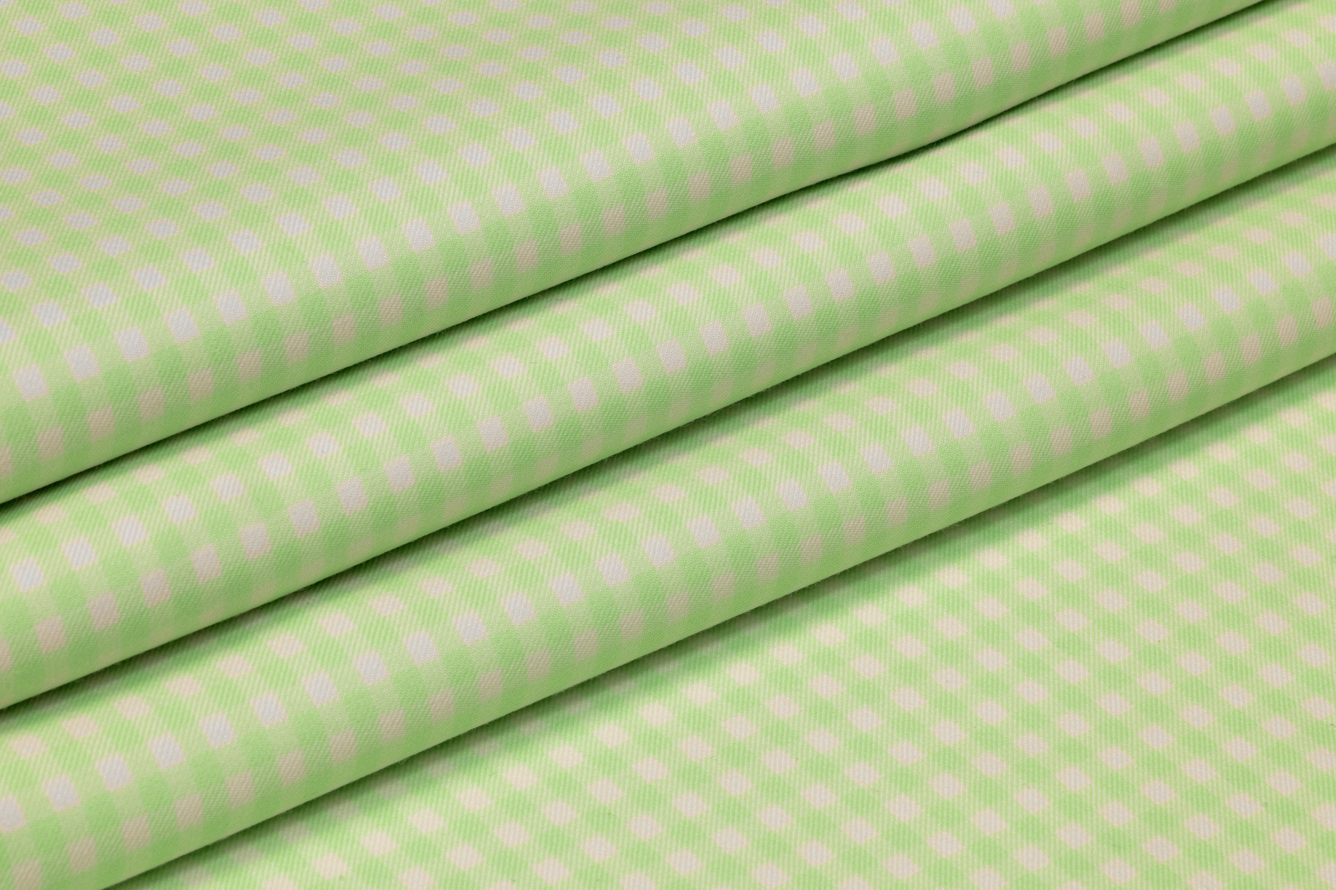 Double Faced Gingham Checked Wool Coating - Green