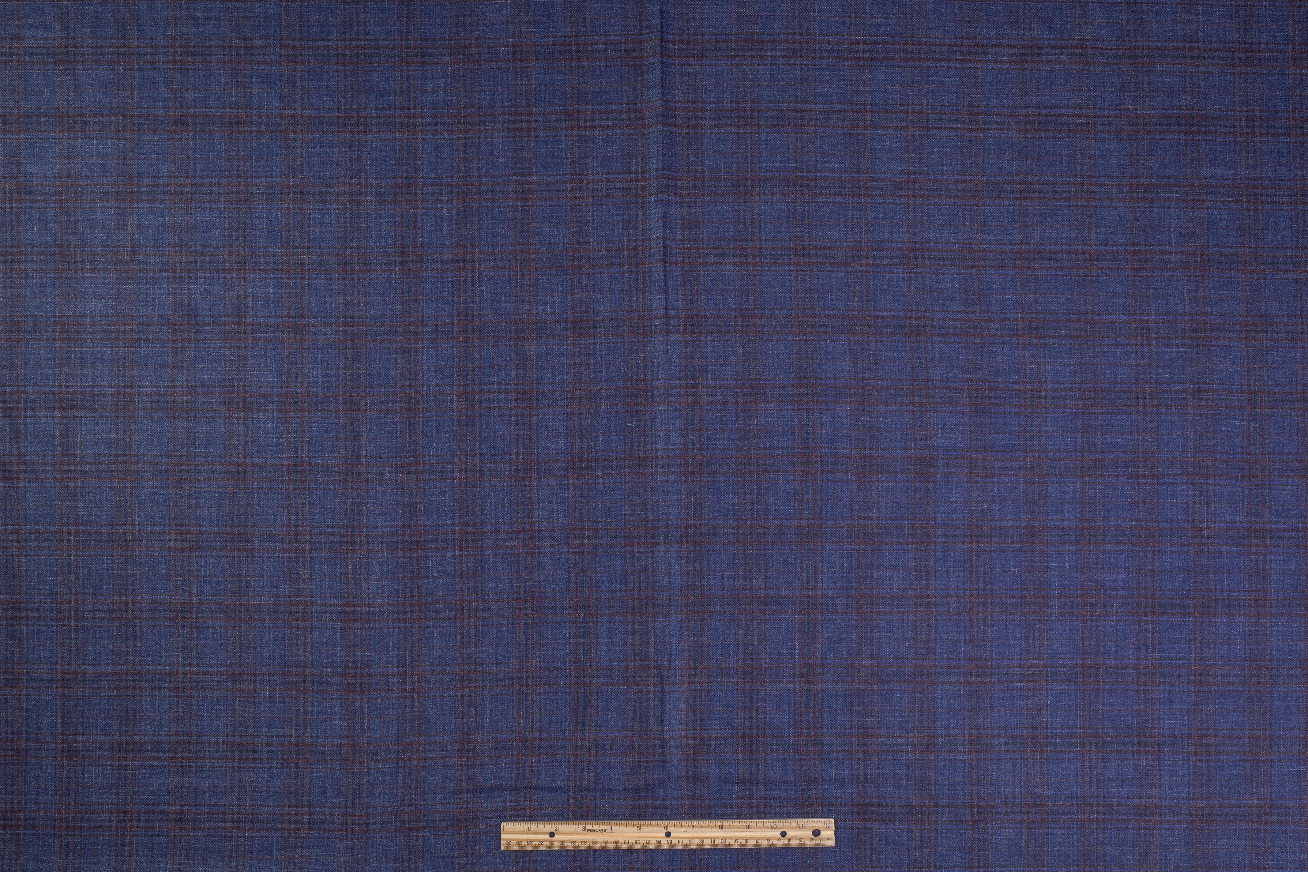 Checked Italian Wool Suiting - Navy / Burgundy