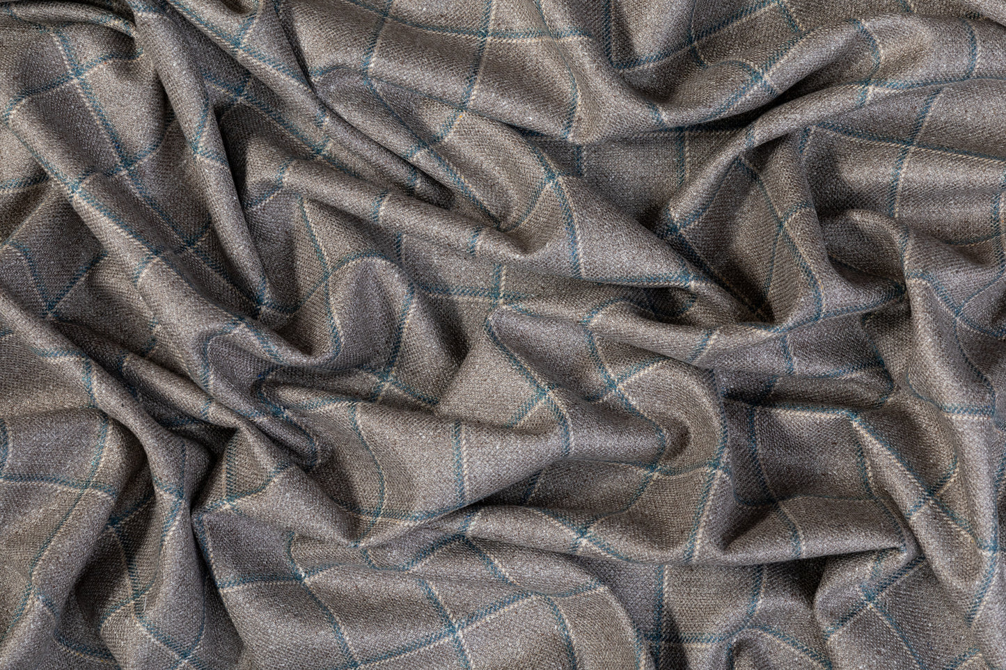 Loro Piana - Windowpane Italian Silk and Wool Suiting - Gray and Teal