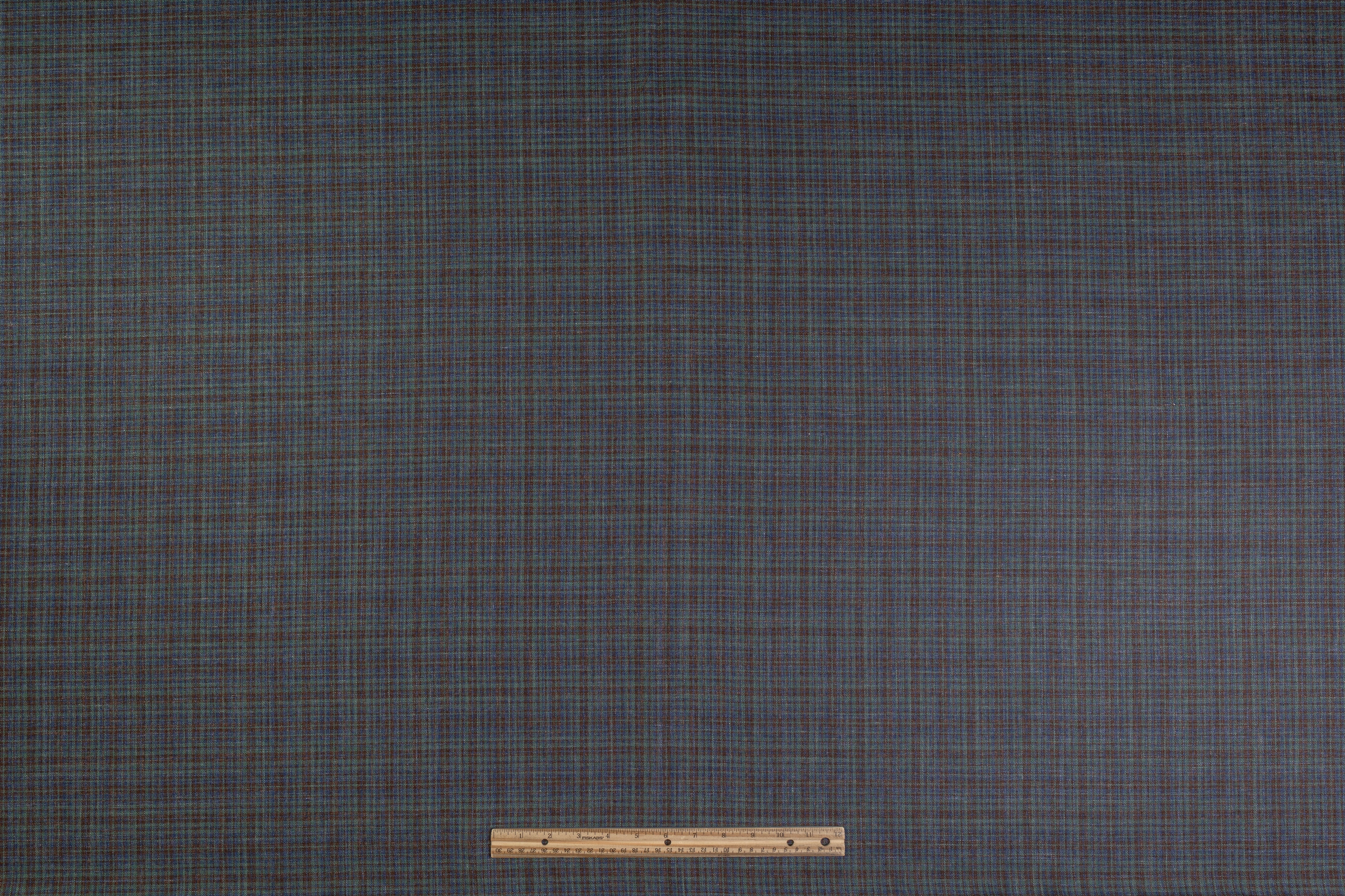 Checked Italian Wool Suiting - Green / Brown / Blue