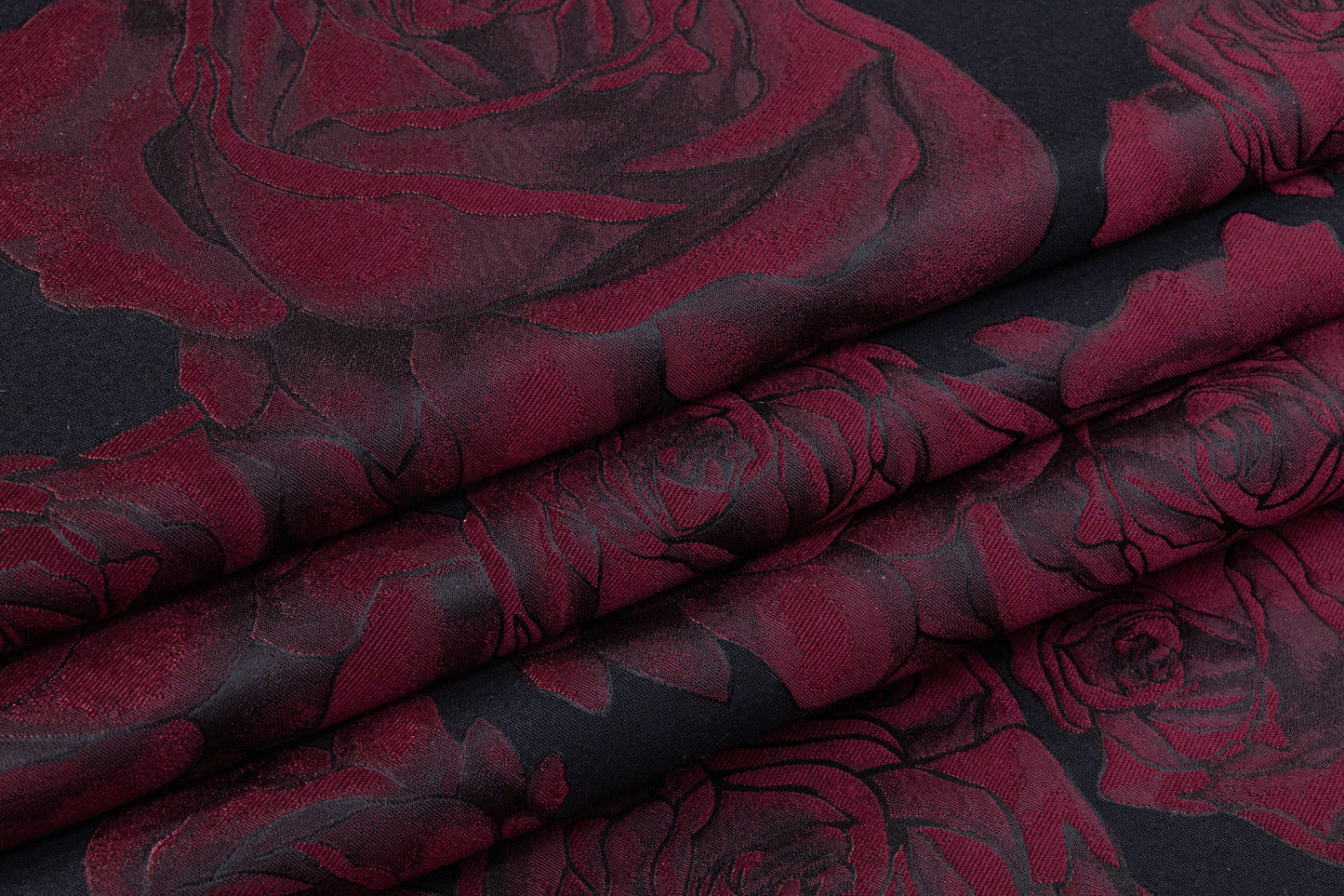 Rose Floral Brocade - Burgundy / Black