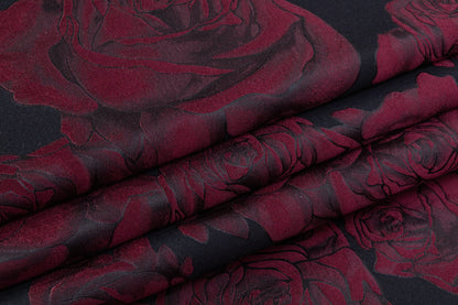 Rose Floral Brocade - Burgundy / Black