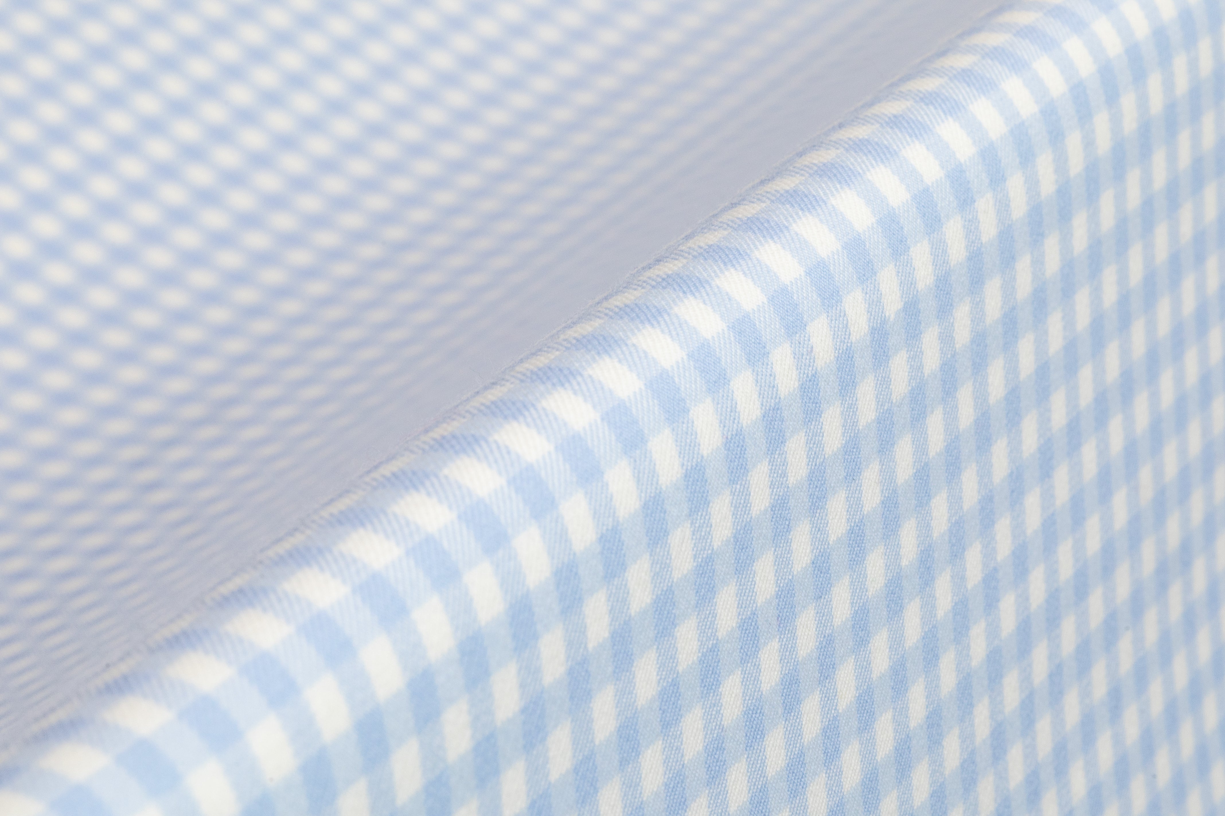 Double Faced Gingham Checked Wool Coating - Carolina Blue