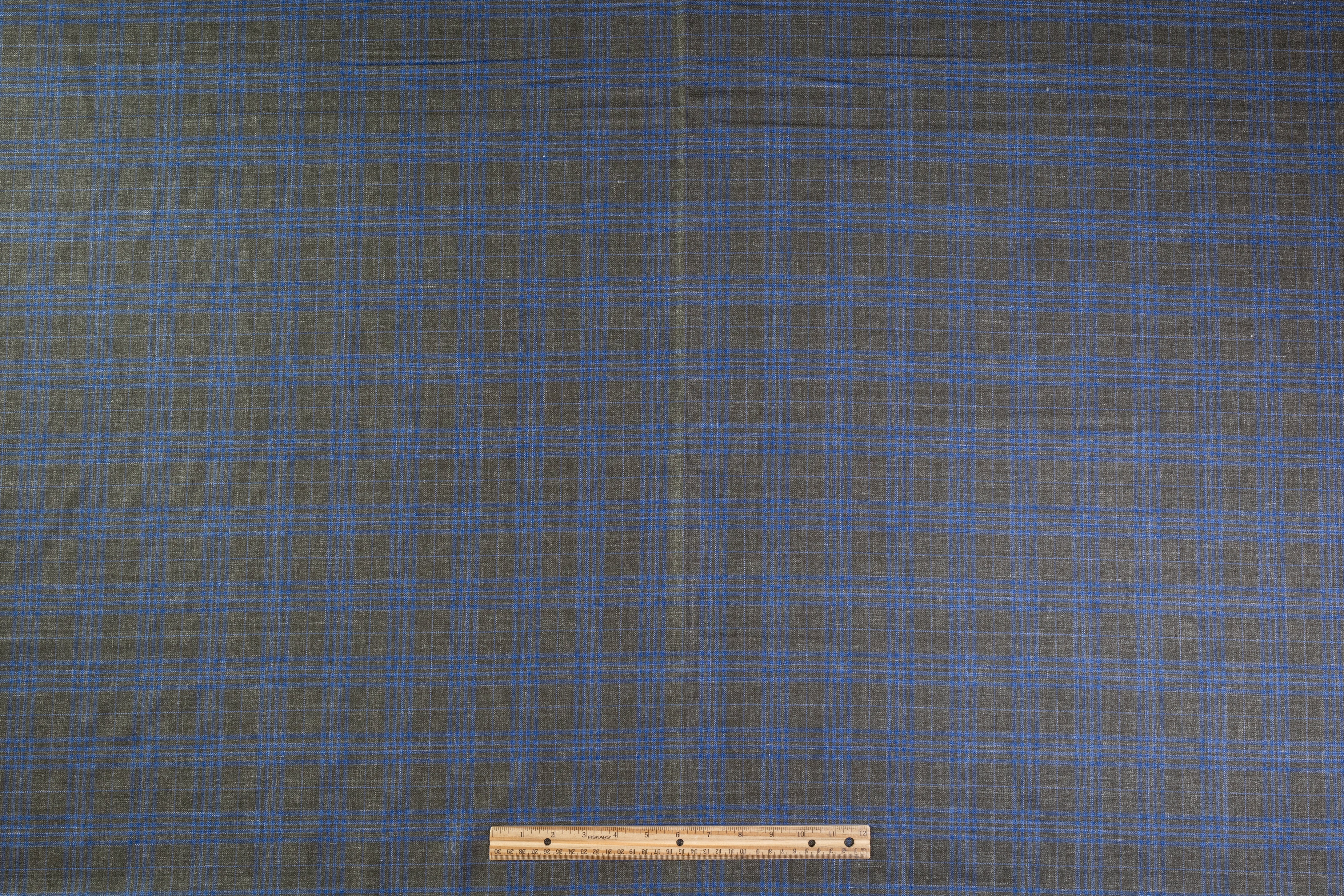 Checked Italian Wool Suiting - Green / Blue