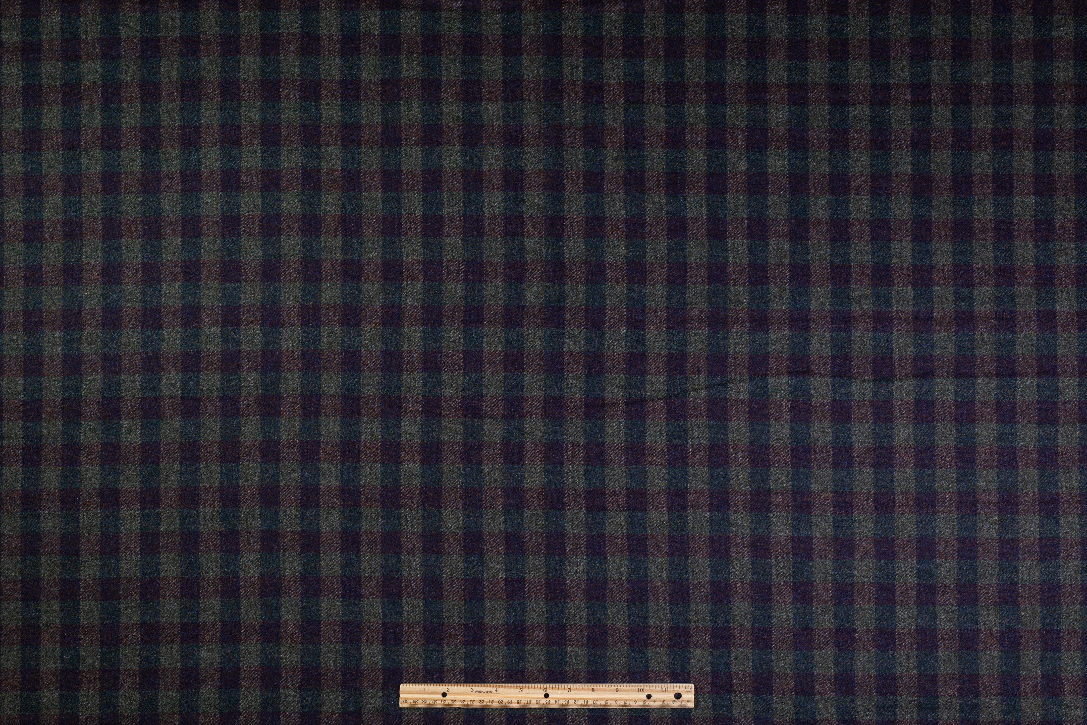 Checked Italian Wool - Navy / Green / Burgundy