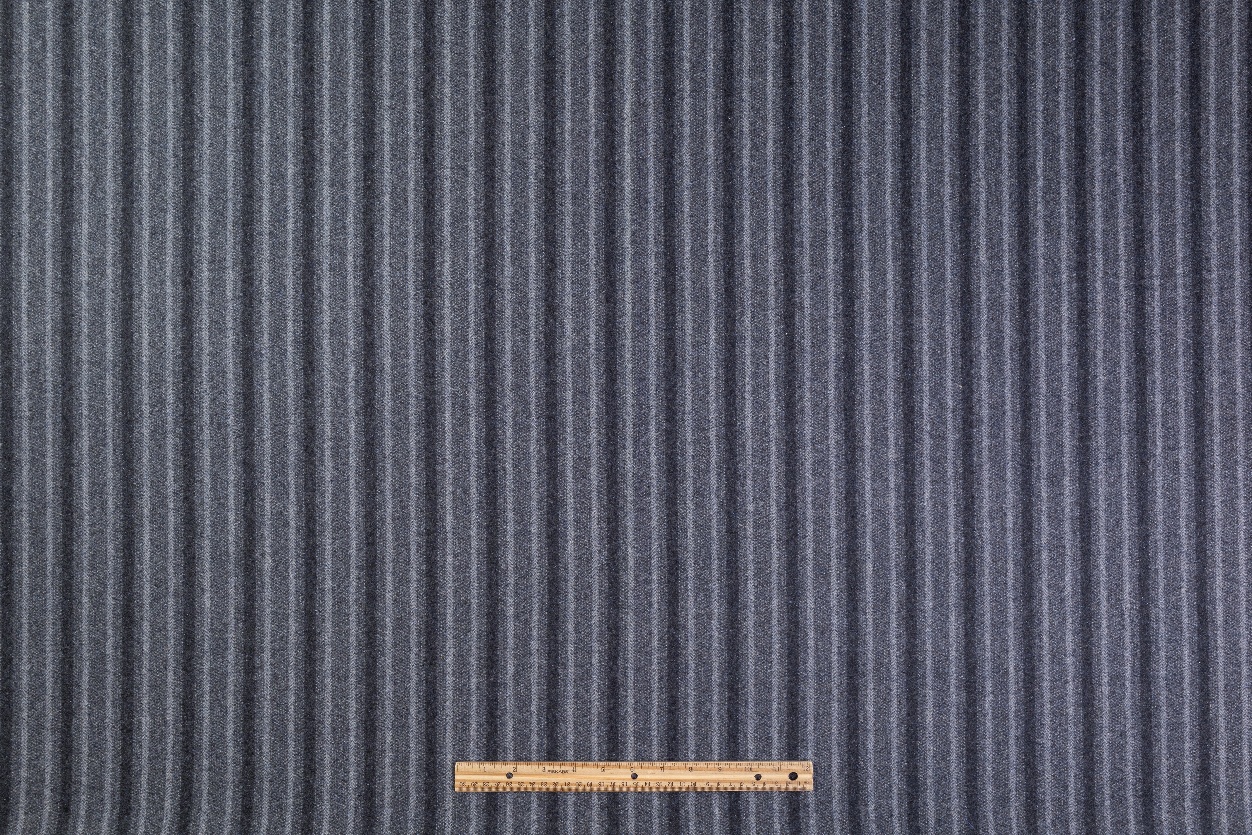 Striped Italian Wool Coating - Blue Gray