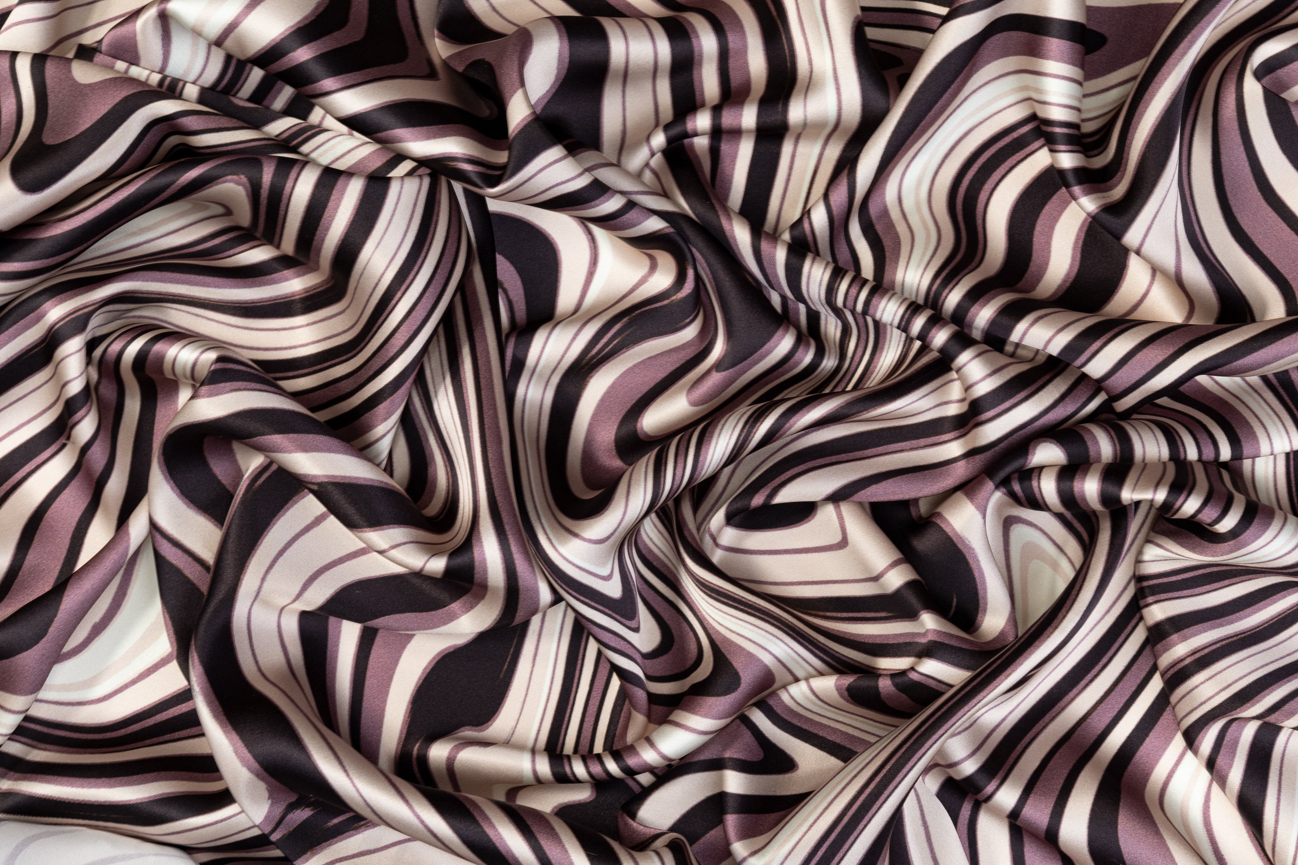 Wavy Italian Silk Charmeuse - Mauve