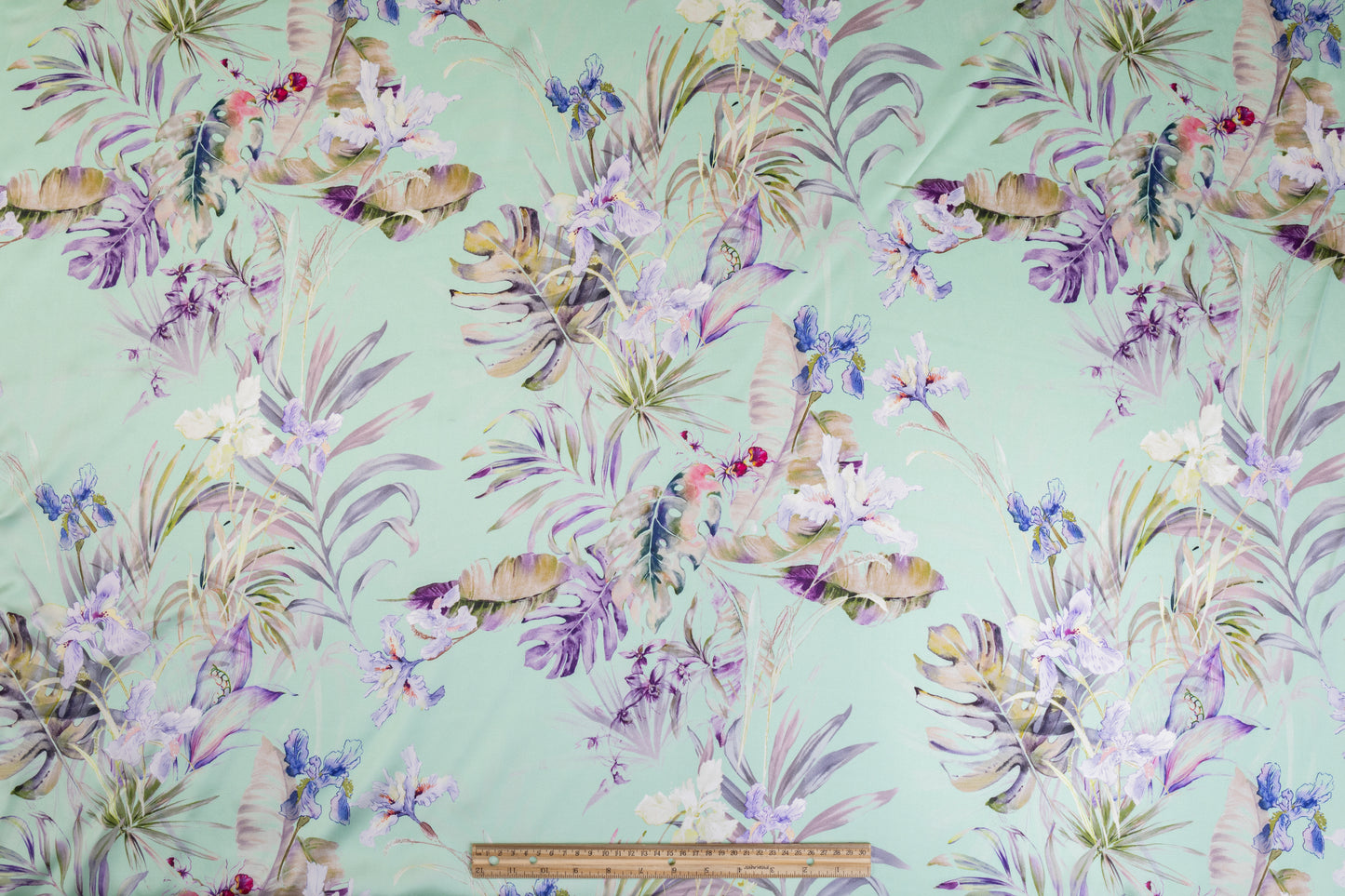 Tropical Floral Italian Silk Charmeuse - Green Multicolor