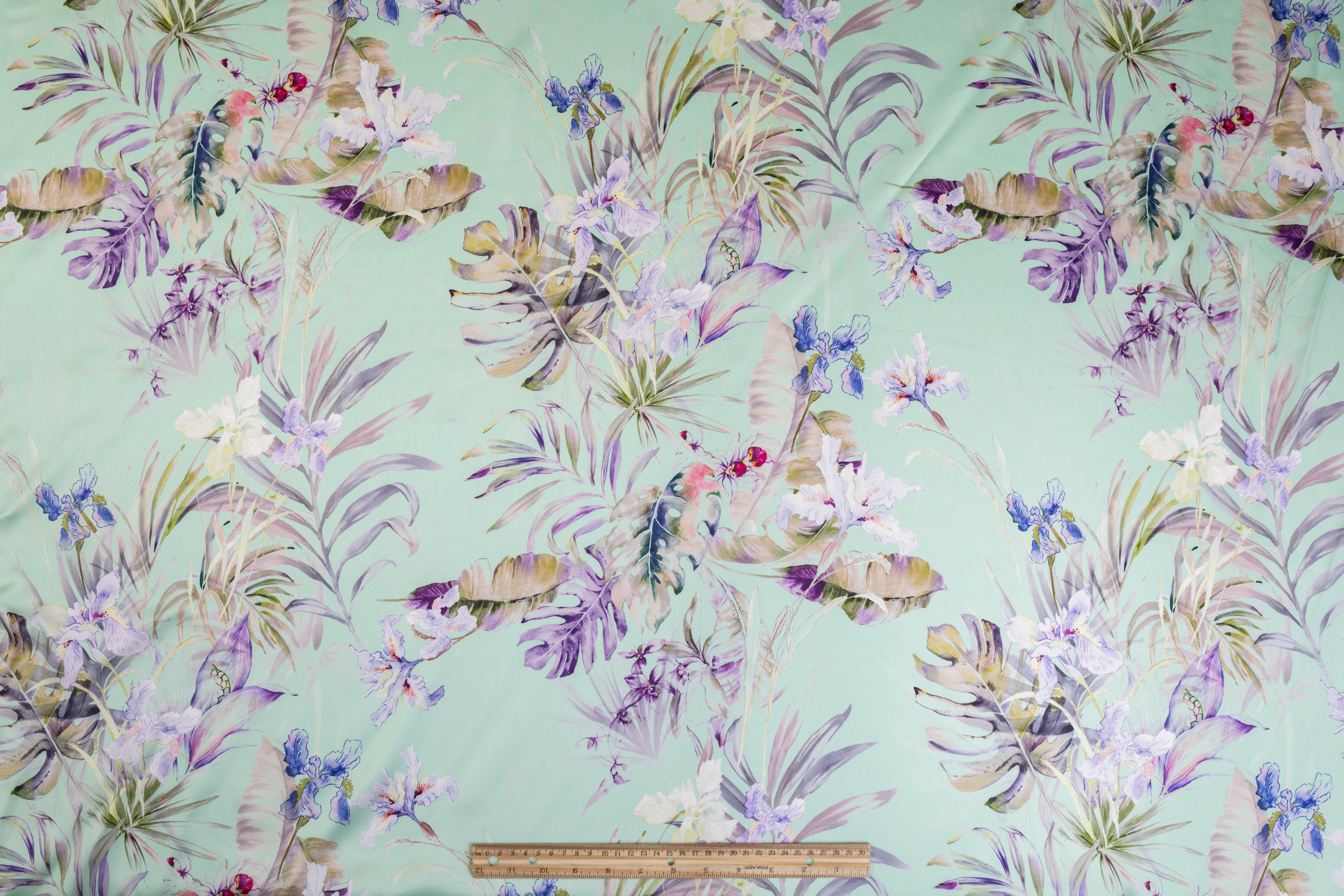Tropical Floral Italian Silk Charmeuse - Green Multicolor