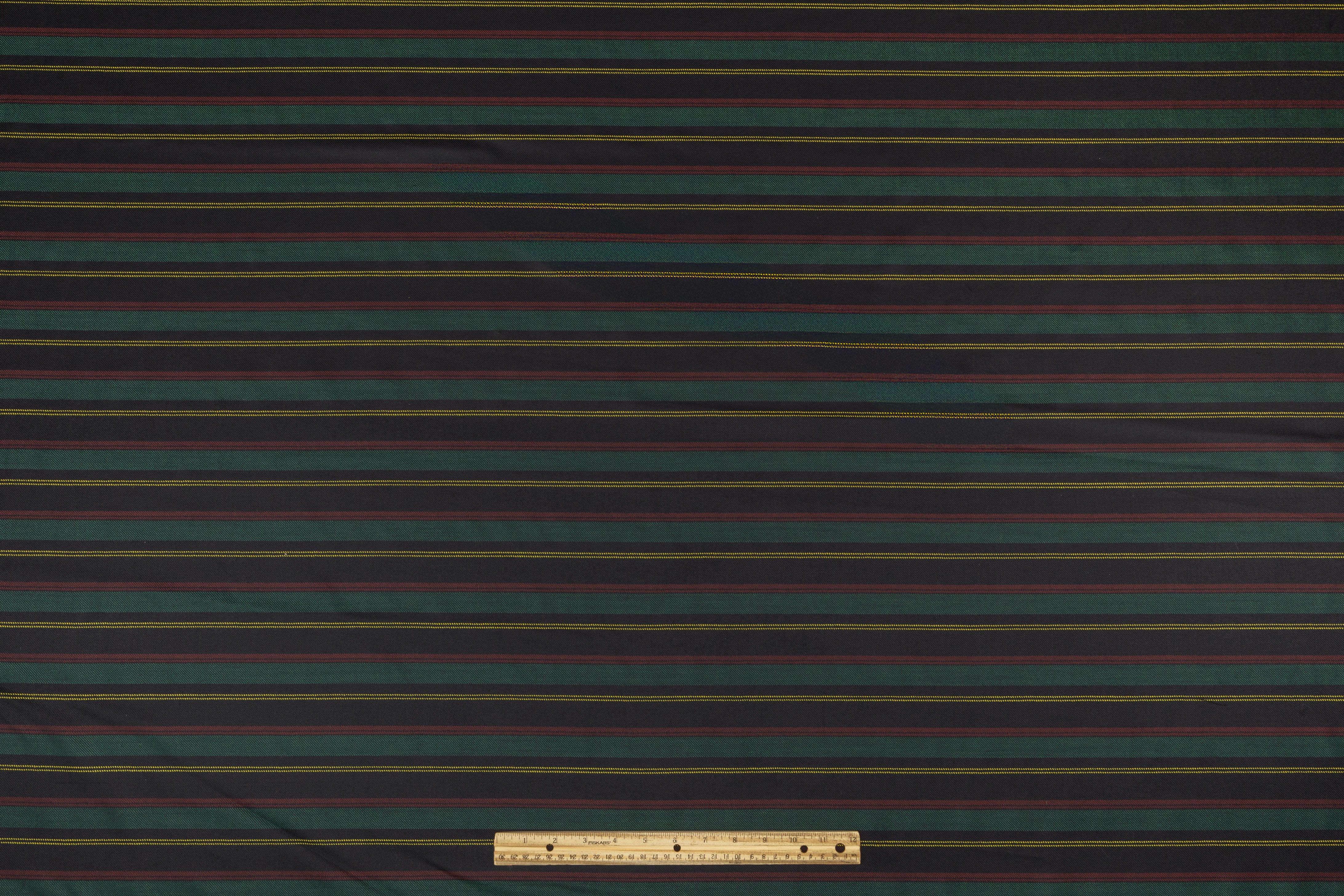 Striped Italian Wool Suiting - Navy / Deep Jade