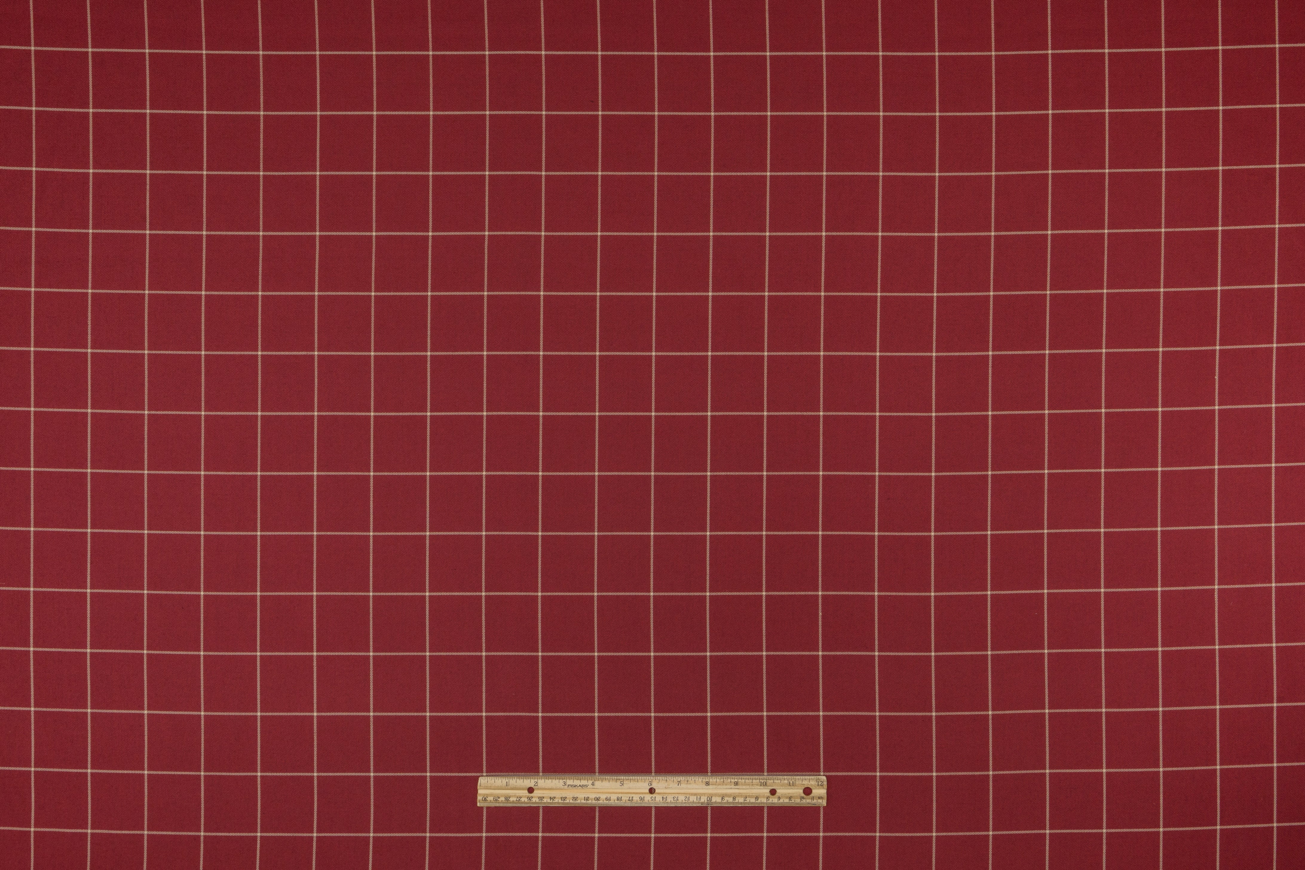 Windowpane Italian Silk and Wool Suiting - Maroon / Beige