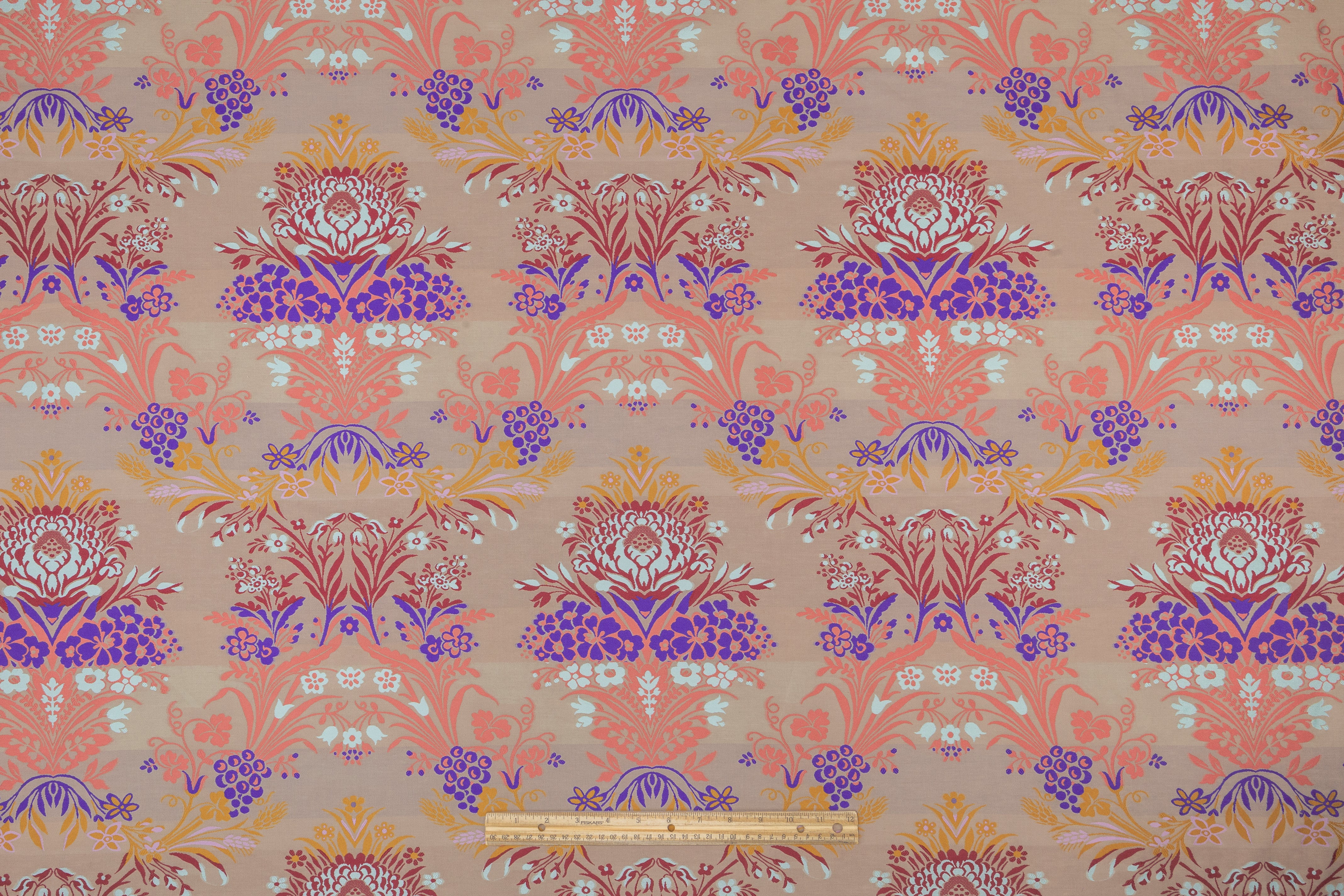 Damask Italian Poly Cotton Linen Brocade - Taupe