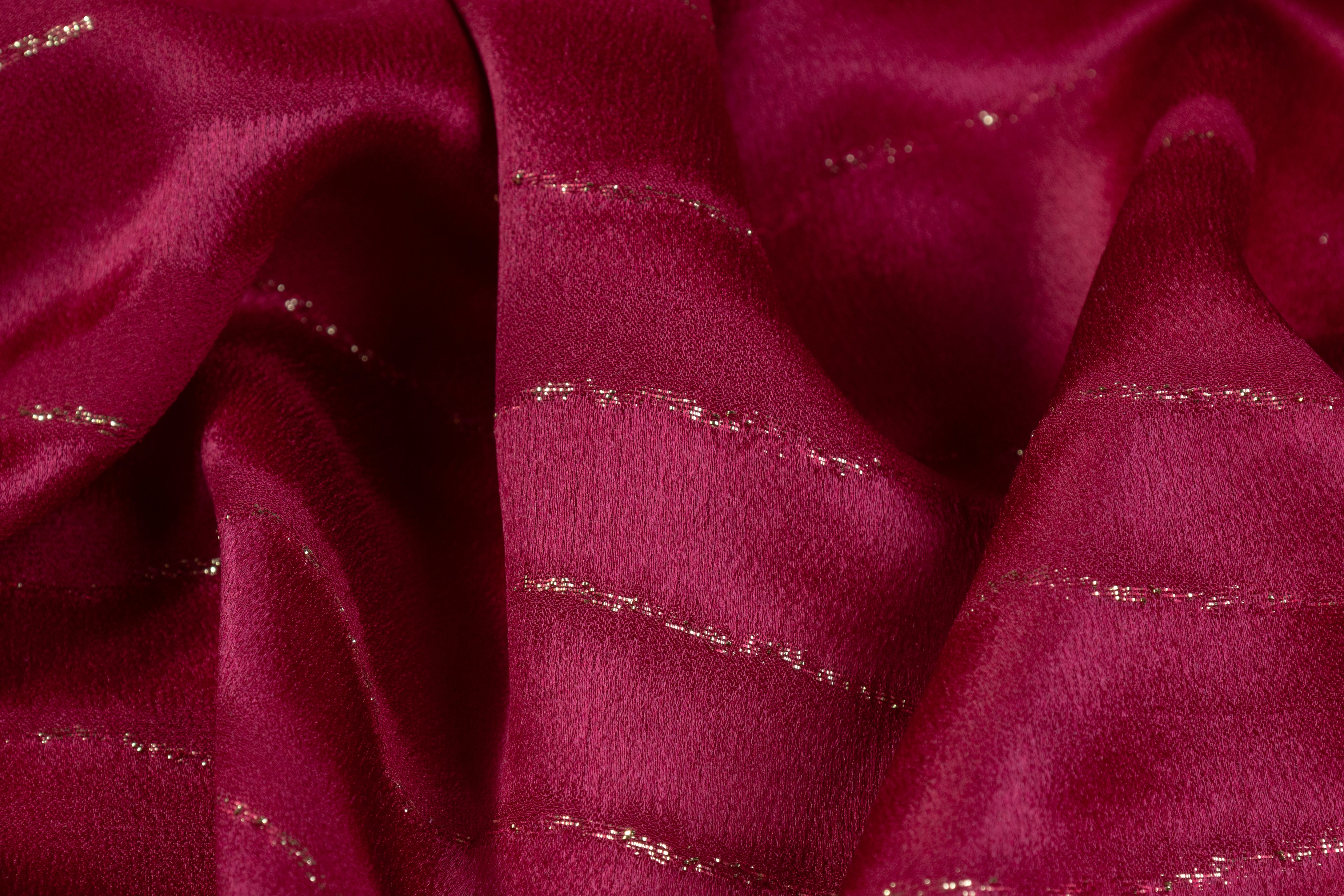 Metallic Italian Silk Jacquard - Burgundy / Gold