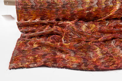 Fringed Metallic French Brocade - Gold / Rose