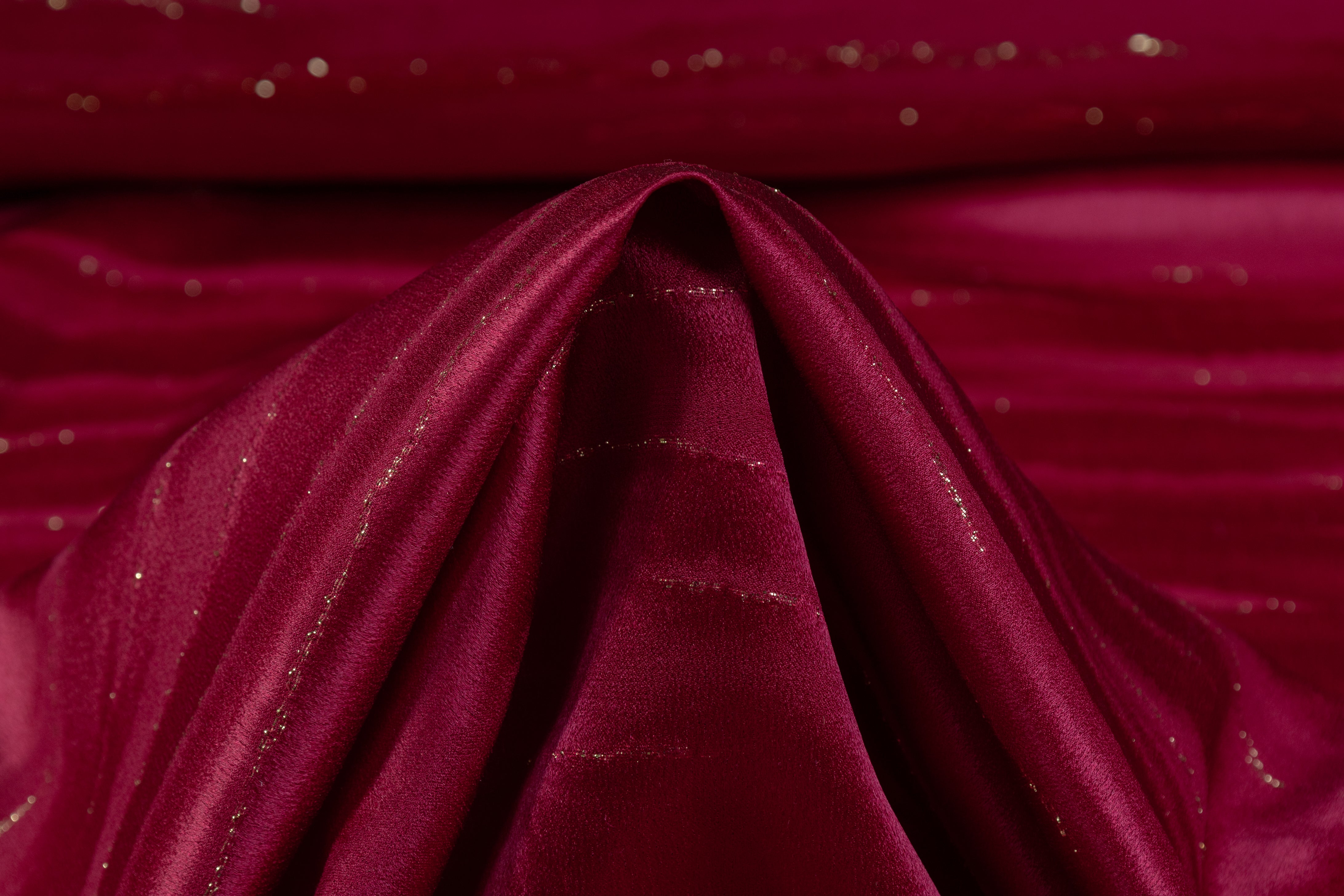 Metallic Italian Silk Jacquard - Burgundy / Gold