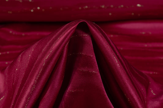 Metallic Italian Silk Jacquard - Burgundy / Gold