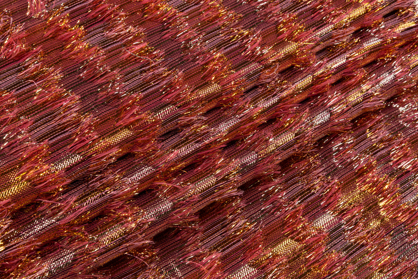 Fringed Metallic French Brocade - Gold / Rose