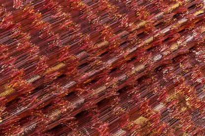 Fringed Metallic French Brocade - Gold / Rose