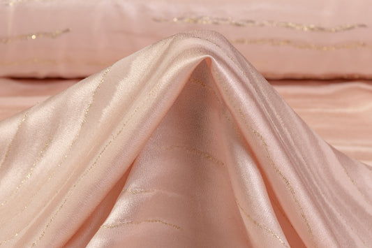 Metallic Italian Silk Jacquard - Rose Gold