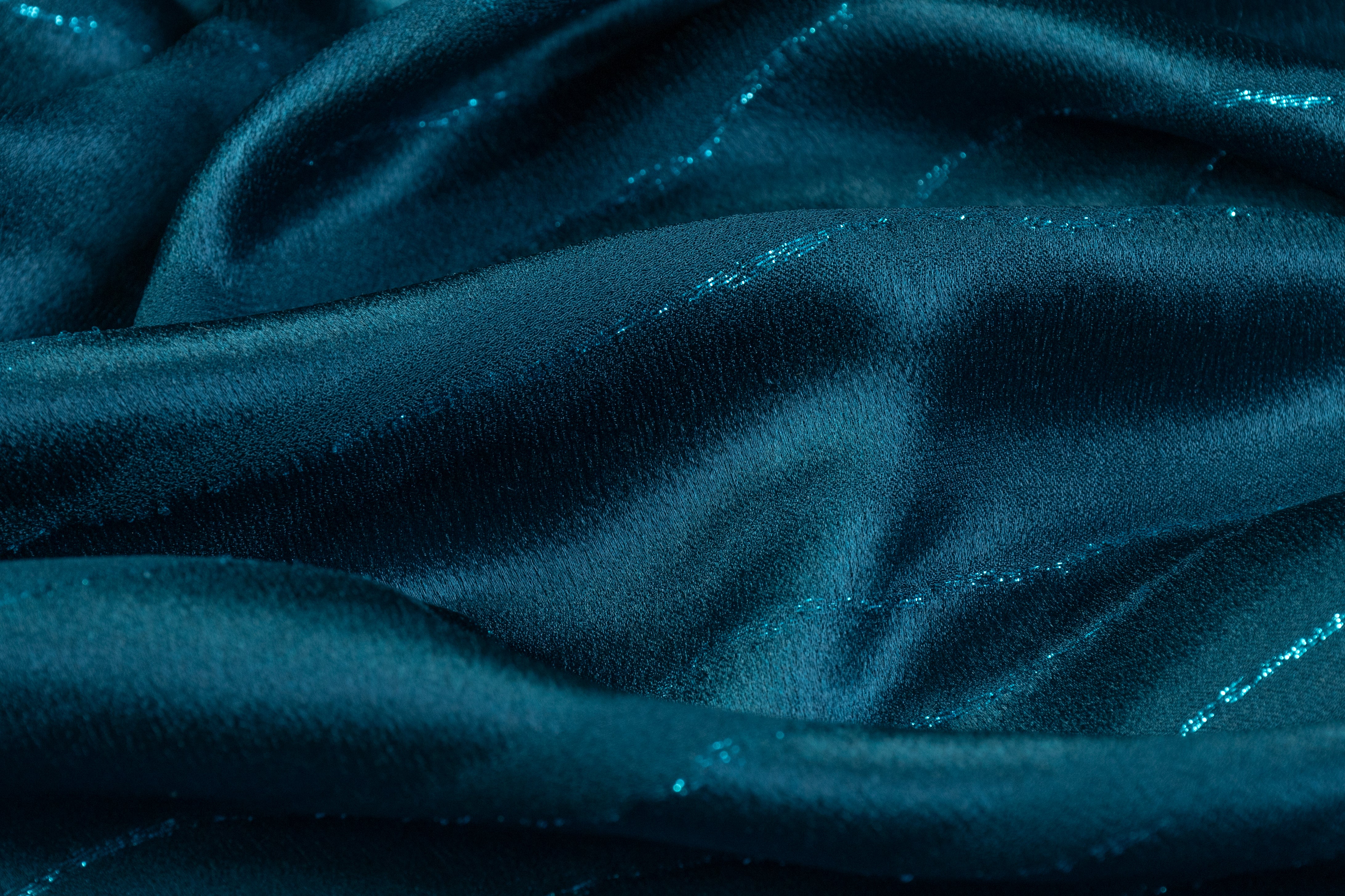 Metallic Italian Silk Jacquard - Teal Blue