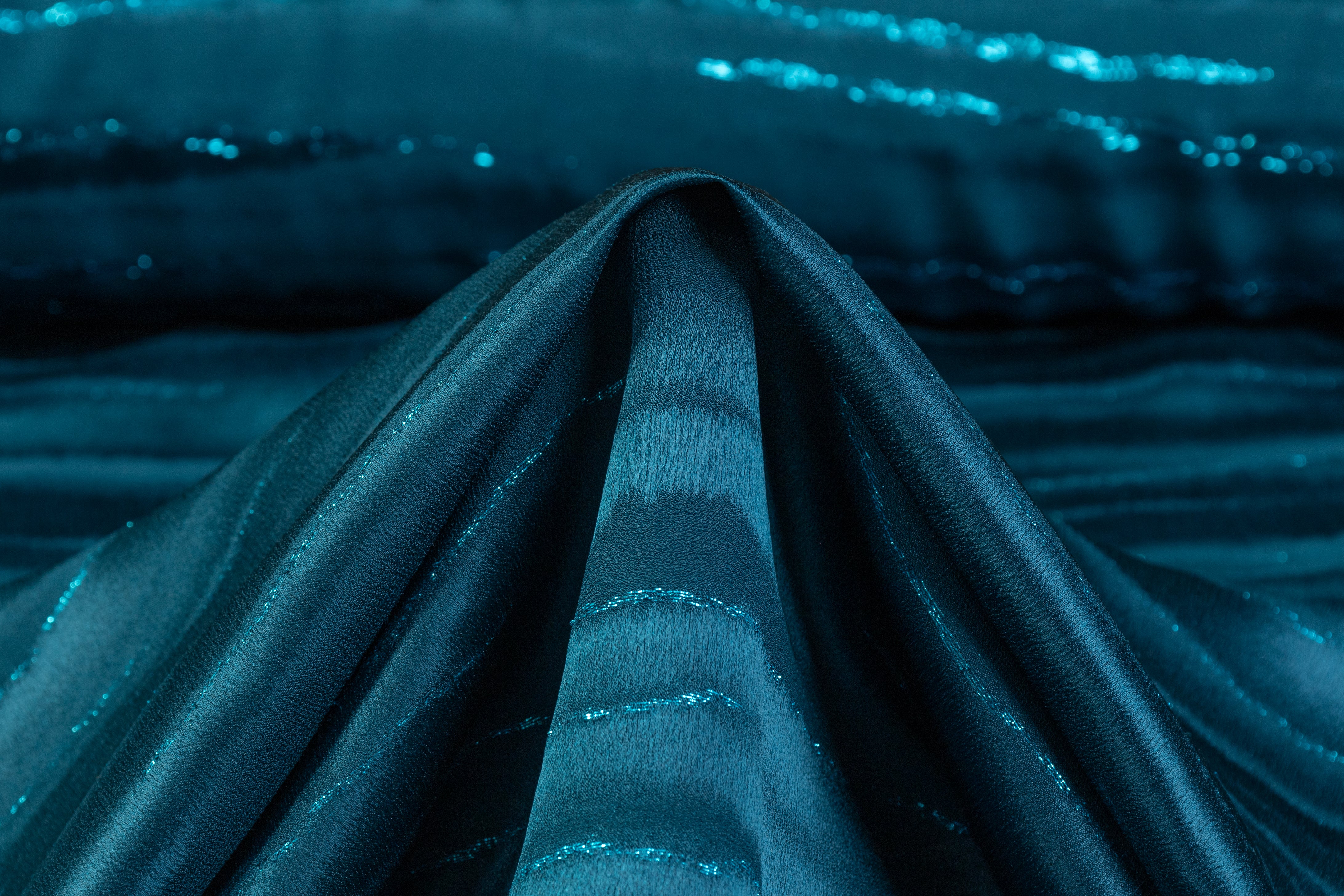 Metallic Italian Silk Jacquard - Teal Blue