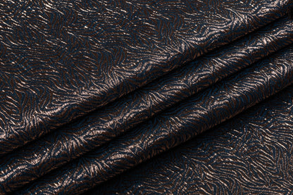 French Metallic Matelassé Brocade - Blue / Bronze