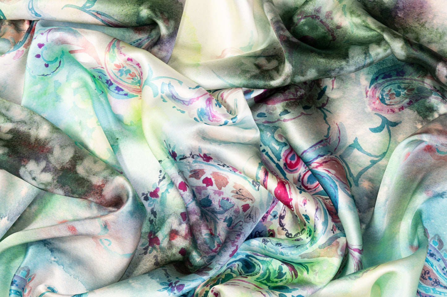 Tie-Dye Paisley Italian Silk Charmeuse - Multicolor